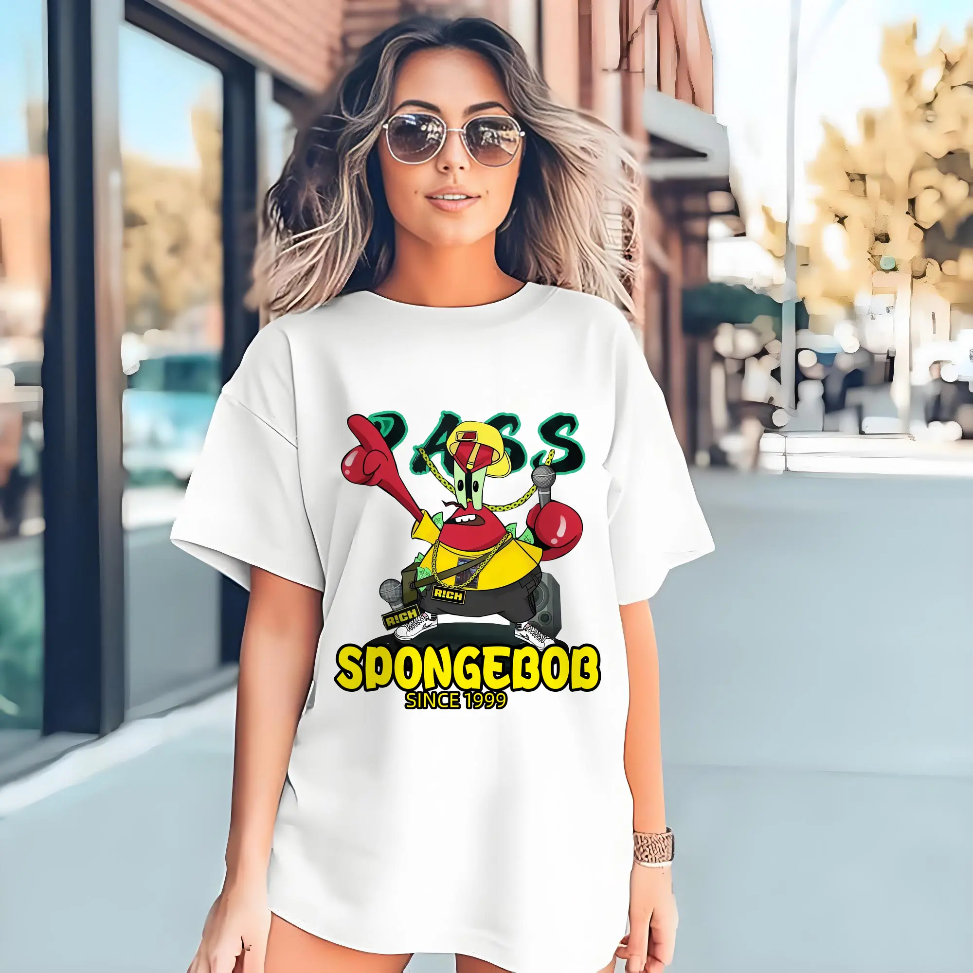 SpongeBob SquarePants Eugene Krabs hip hop style t-shirt