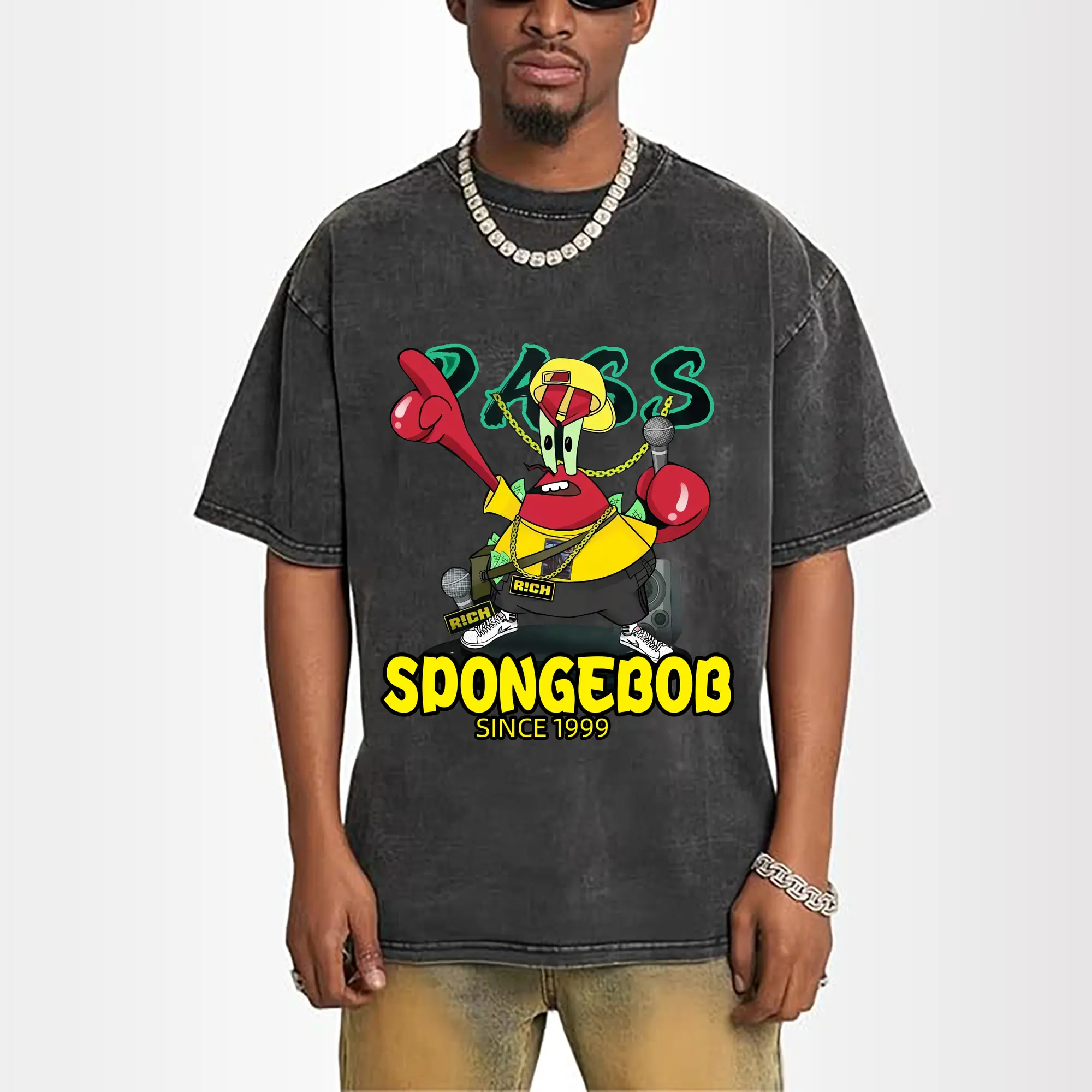 SpongeBob SquarePants Eugene Krabs hip hop style t-shirt