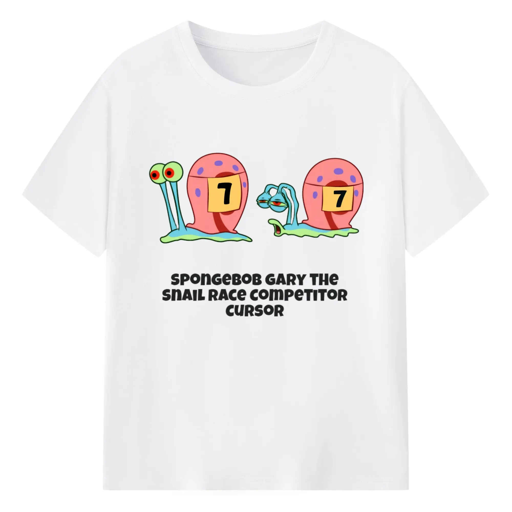 Gary The Snail Short Sleeve race Graphic T-Shirt - 180g Cotton T-Shirt With Front Heat Transfer Print – Soft, Lightweight, Fitted Design – Comfortable Casual Wear For Sports & Everyday Use