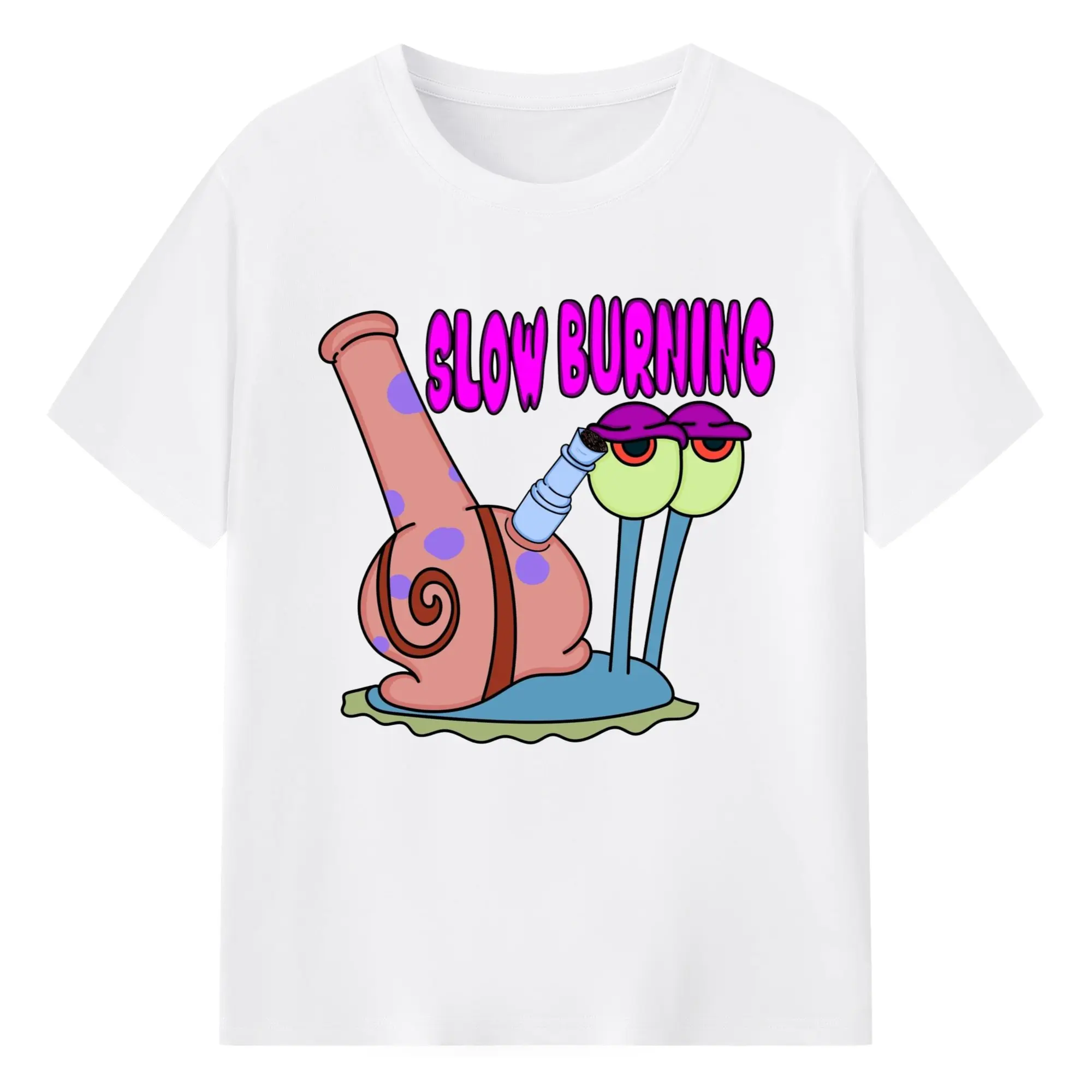 SpongeBob SquarePants Gary the Snail slow burning T-Shirt - 180g Cotton T-Shirt With Front Heat Transfer Print – Soft, Lightweight, Fitted Design – Comfortable Casual Wear For Sports & Everyday Use