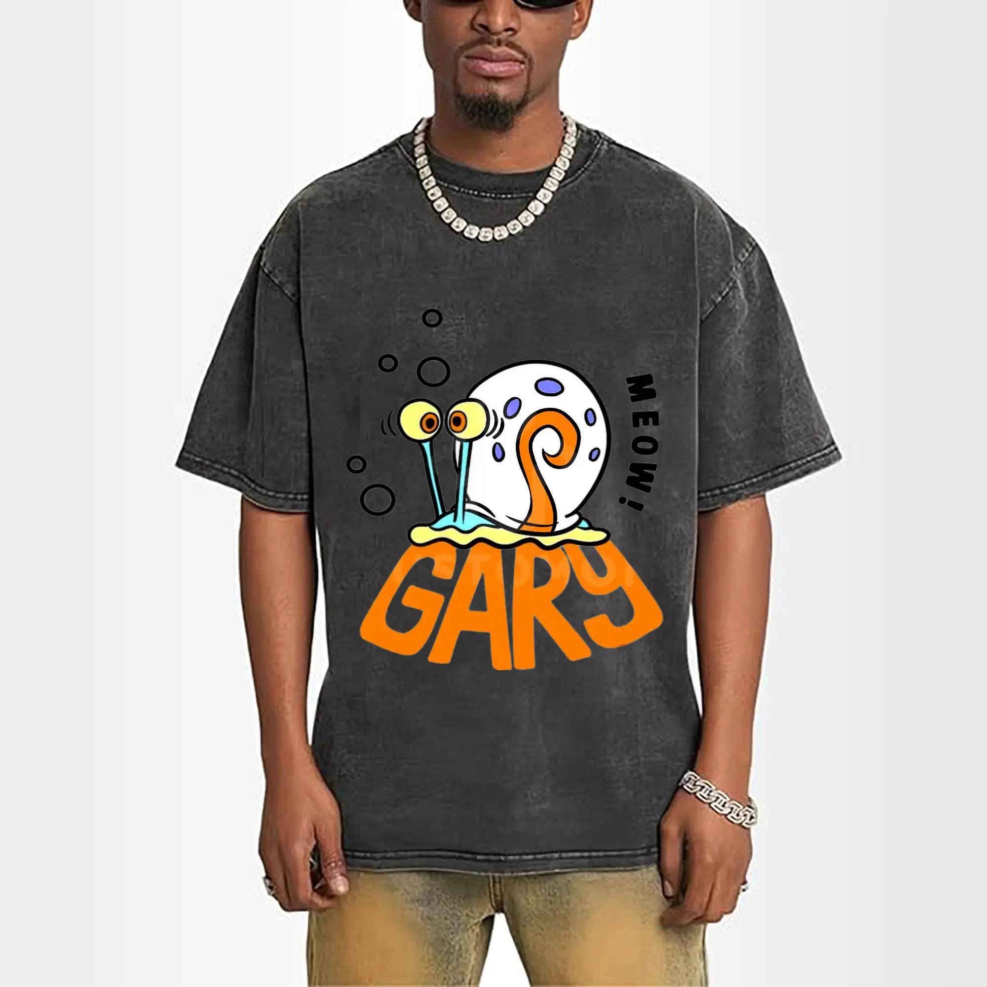Gary The Snail Short Sleeve ‘meow’ Graphic T-Shirt