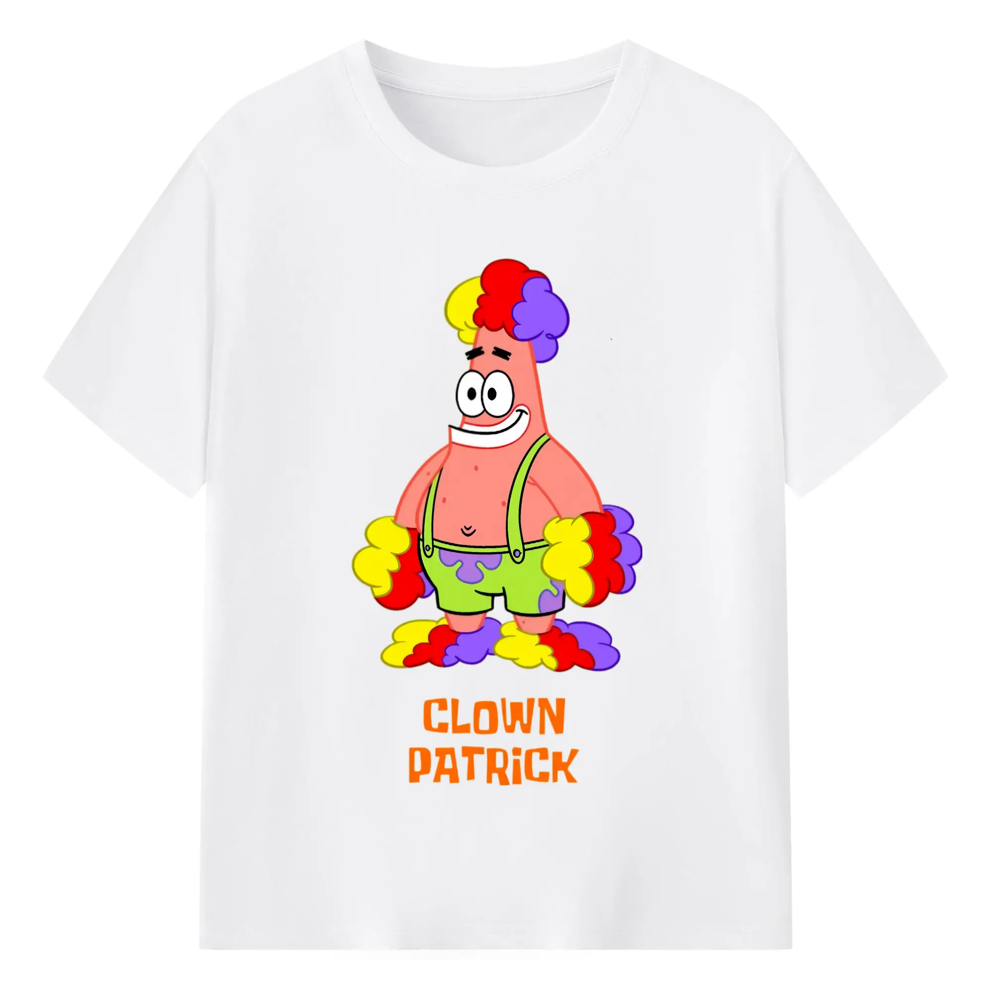 Mens  Patrick Star clown funny Graphic T-Shirt - 180g Cotton T-Shirt With Front Heat Transfer Print – Soft, Lightweight, Fitted Design – Comfortable Casual Wear For Sports & Everyday Use