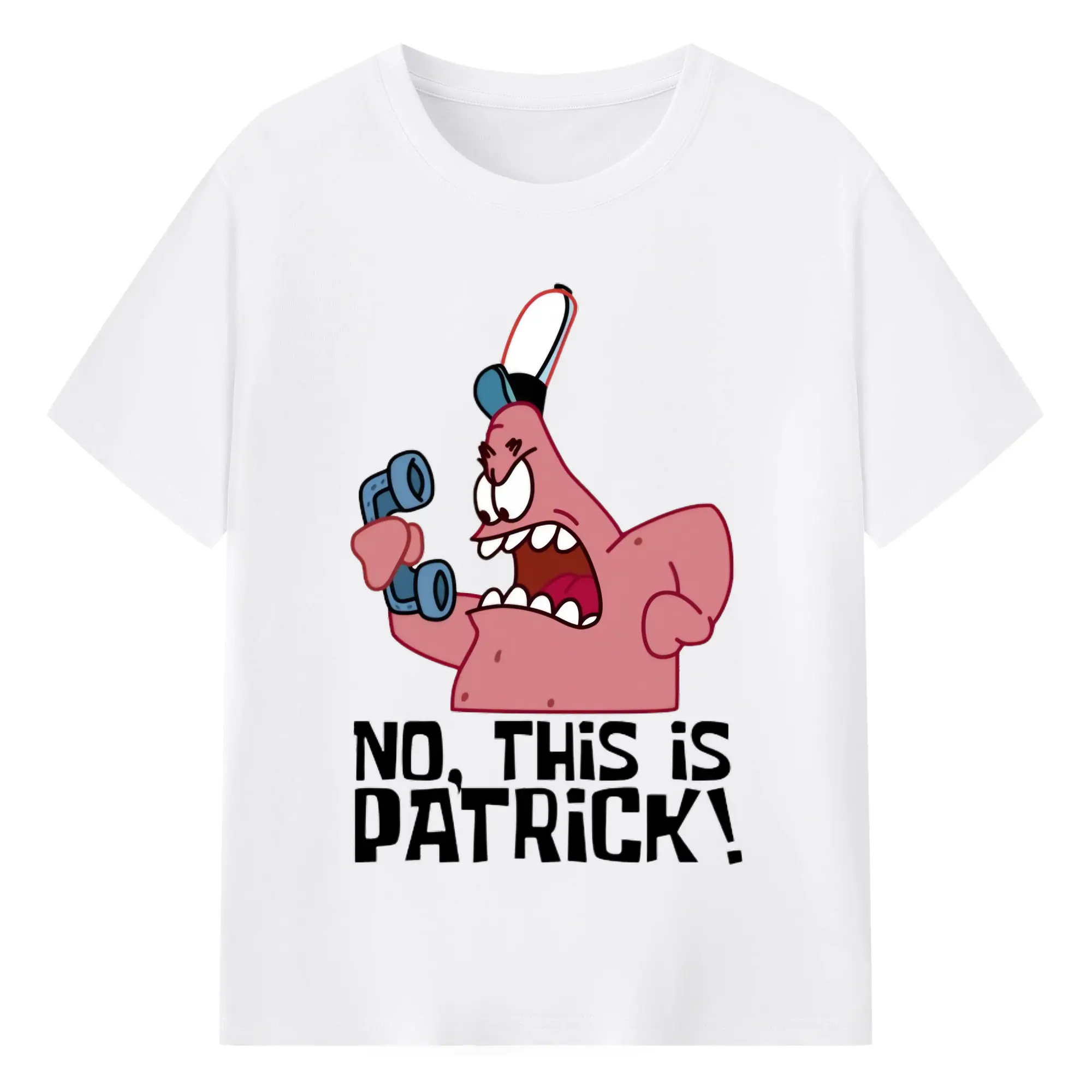Patrick Star ‘no，this is Patrick ’Graphic T-Shirt - 180g Cotton T-Shirt With Front Heat Transfer Print – Soft, Lightweight, Fitted Design – Comfortable Casual Wear For Sports & Everyday Use