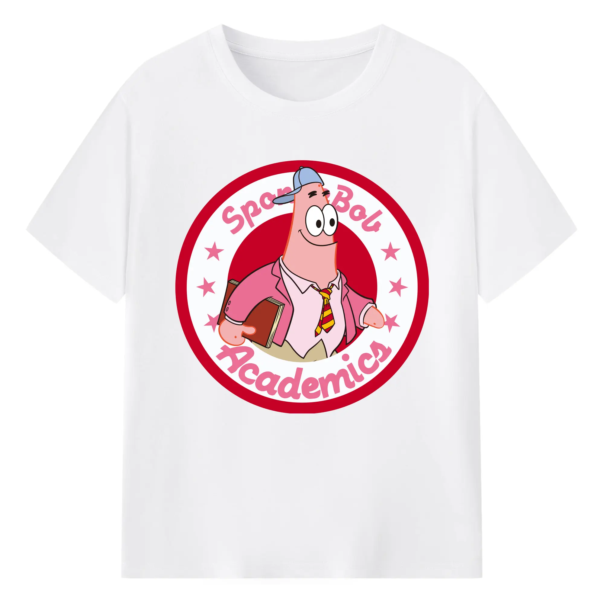 Patrick Star academic Graphic T-Shirt - 180g Cotton T-Shirt With Front Heat Transfer Print – Soft, Lightweight, Fitted Design – Comfortable Casual Wear For Sports & Everyday Use