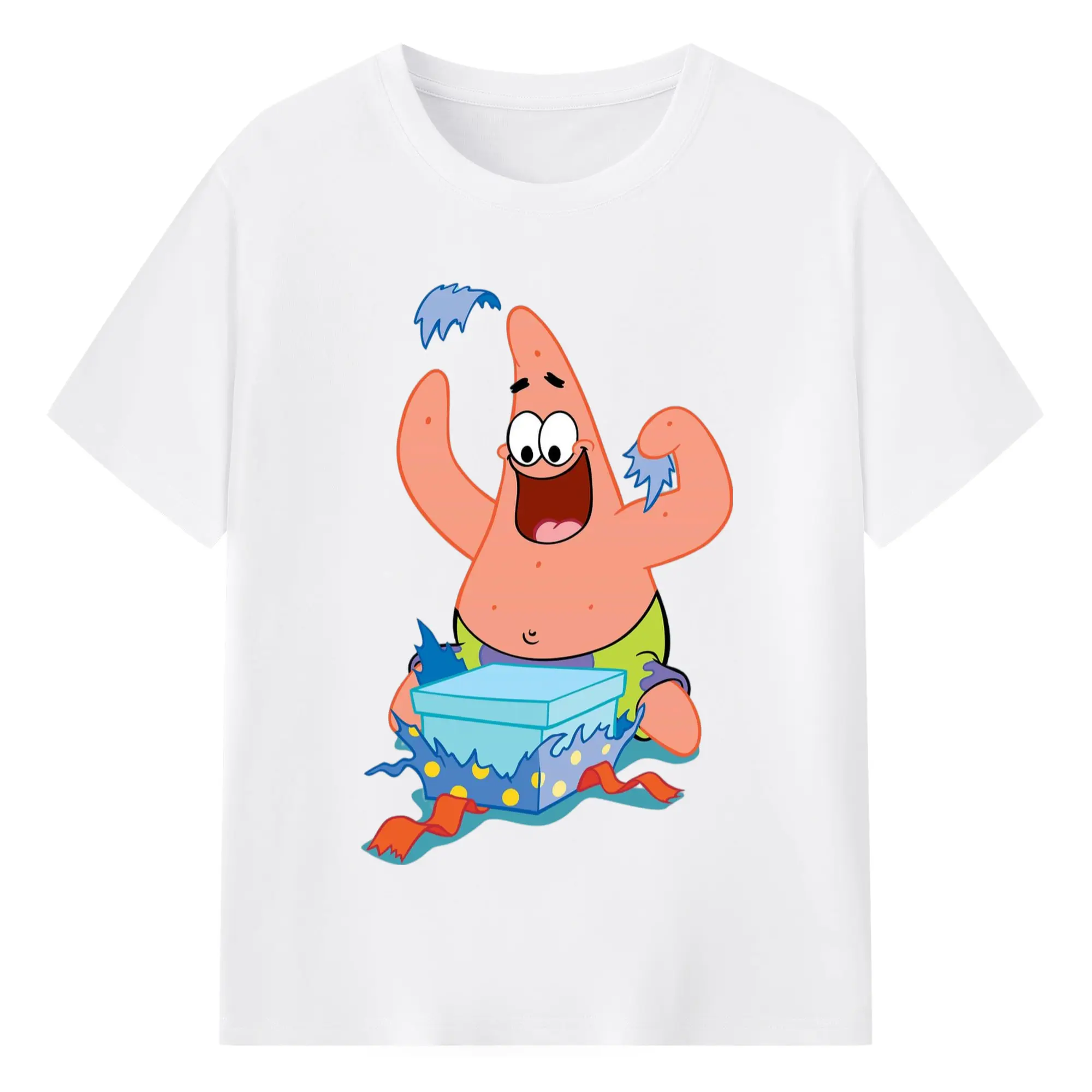 Spongebob patrick star gift t-shirt - 180g Cotton T-Shirt With Front Heat Transfer Print – Soft, Lightweight, Fitted Design – Comfortable Casual Wear For Sports & Everyday Use