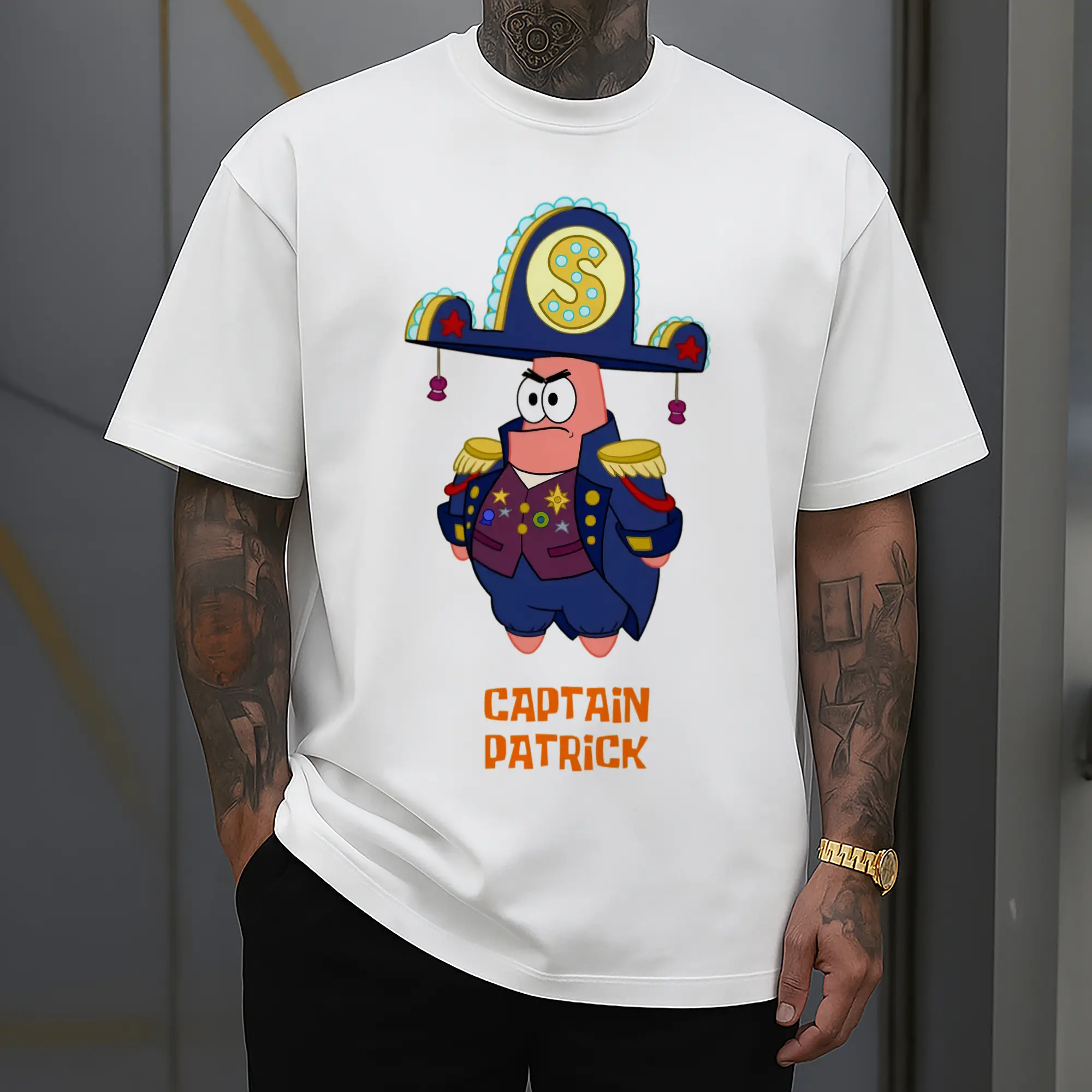 mens Patrick Star captain Graphic T-Shirt