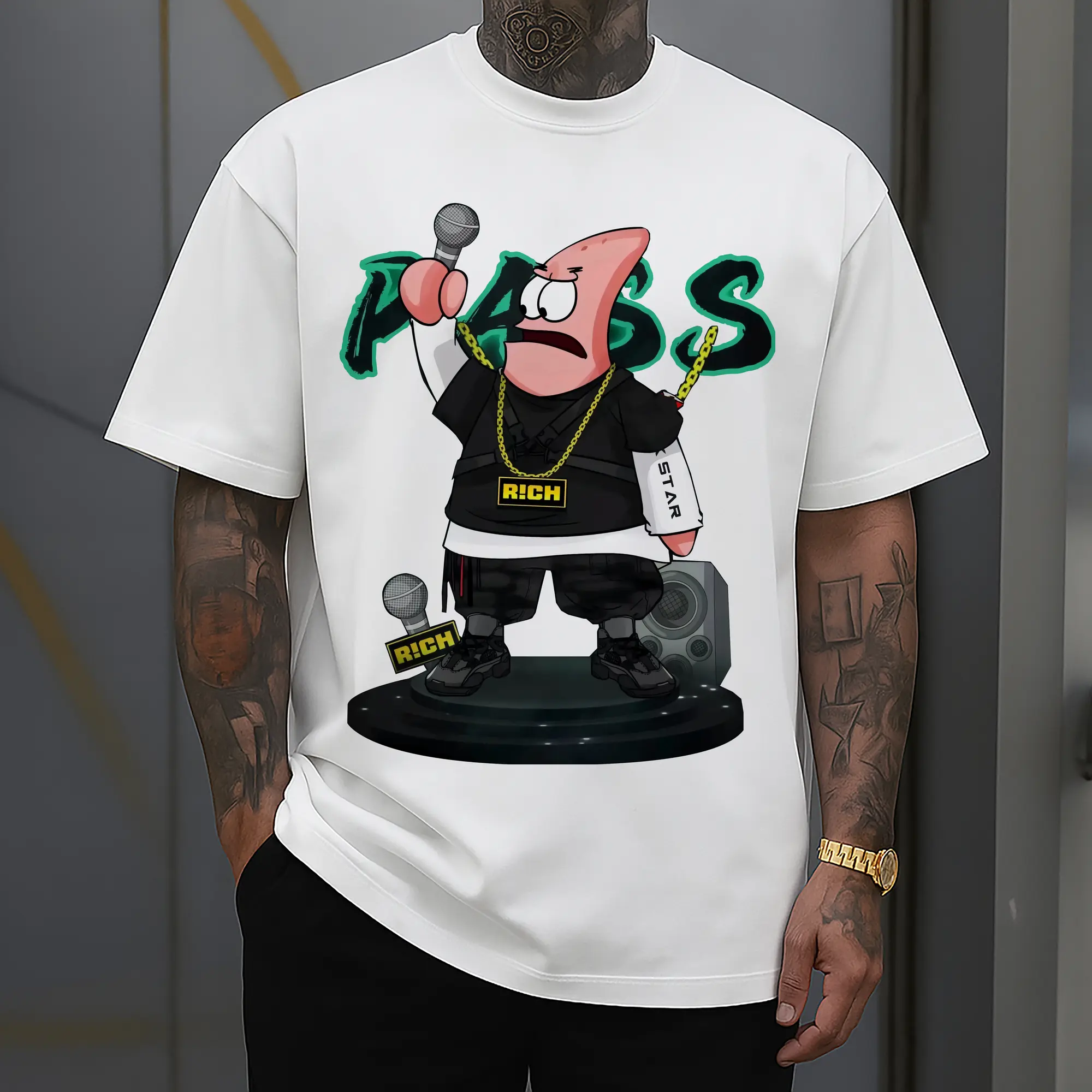 mens Patrick Star hip hop Graphic T-Shirt