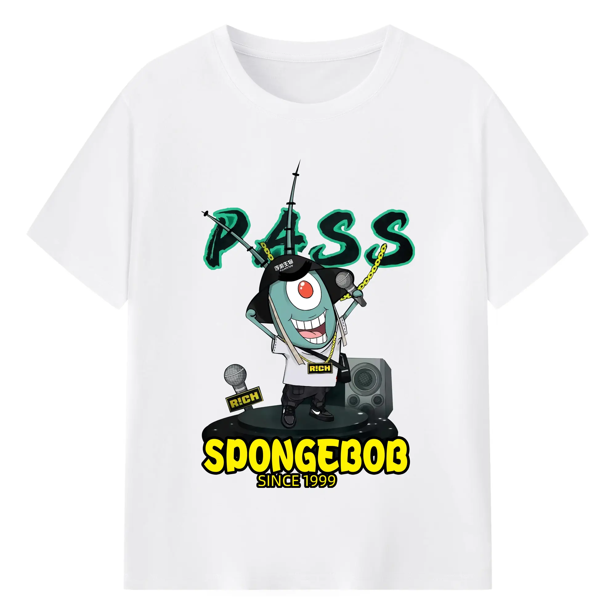 Sheldon J. Plankton hip hop shirt - 180g Cotton T-Shirt With Front Heat Transfer Print – Soft, Lightweight, Fitted Design – Comfortable Casual Wear For Sports & Everyday Use