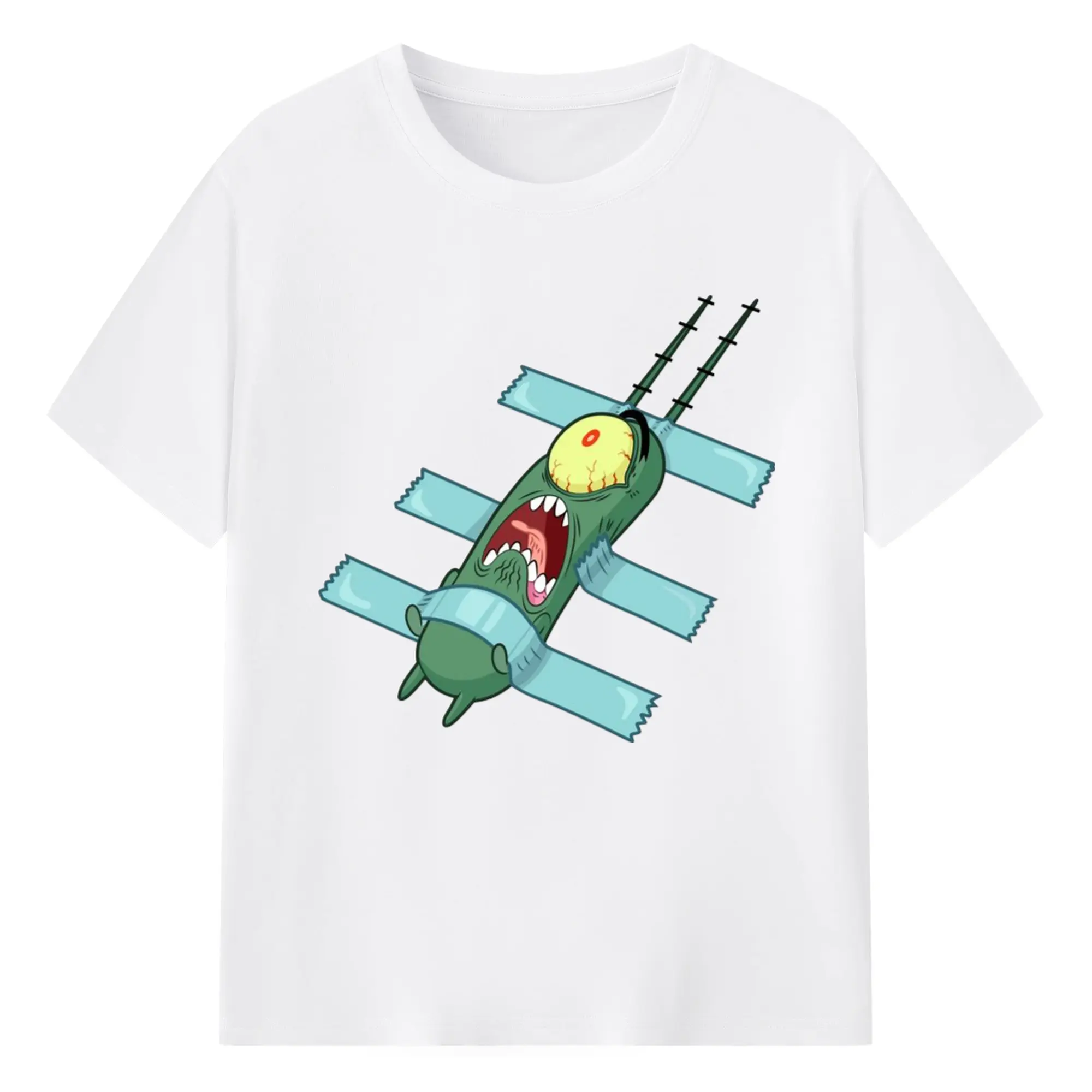 Sheldon J. Plankton sream Graphic T-Shirt - 180g Cotton T-Shirt With Front Heat Transfer Print – Soft, Lightweight, Fitted Design – Comfortable Casual Wear For Sports & Everyday Use