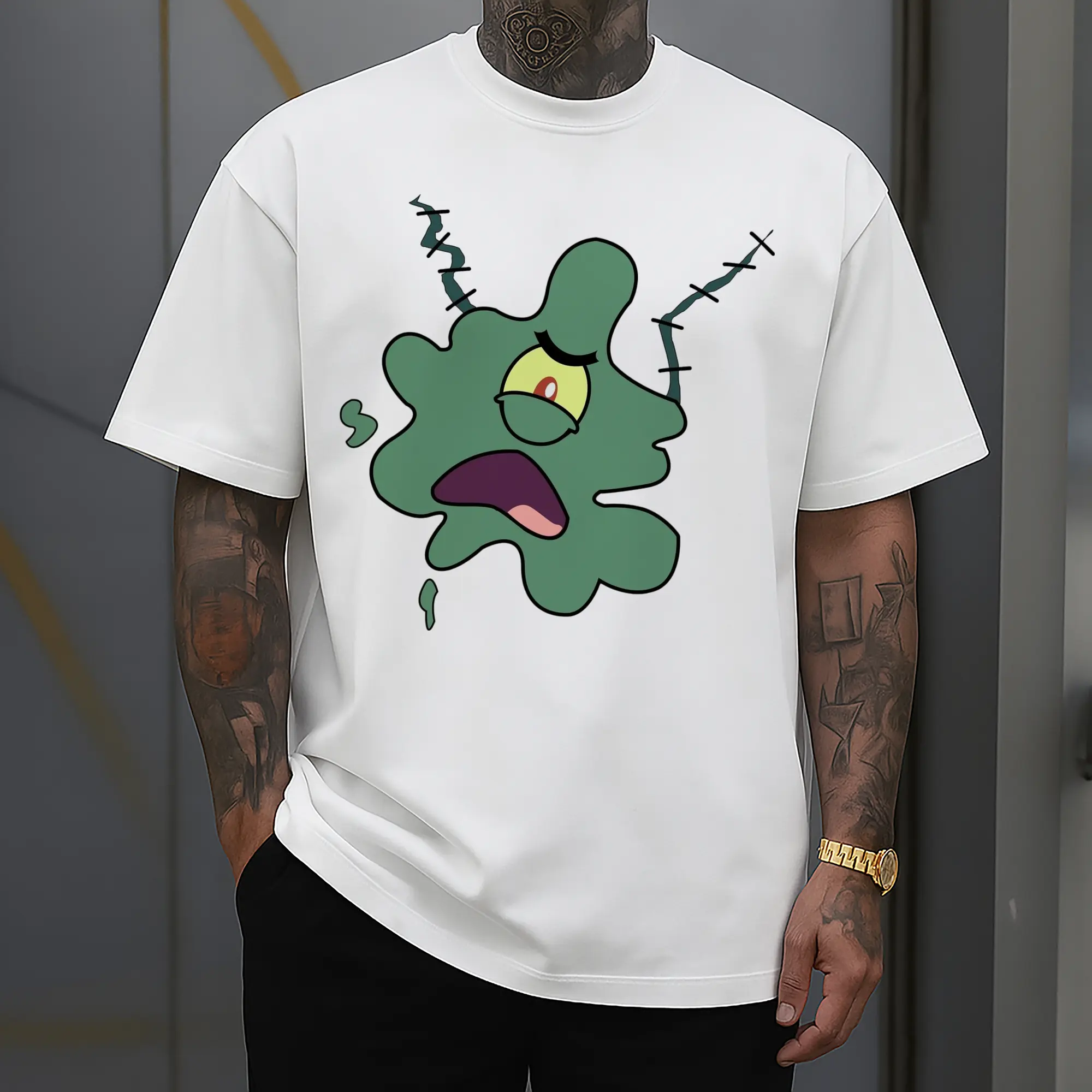 spongebob  Sheldon J. Plankton flaser mudface tee