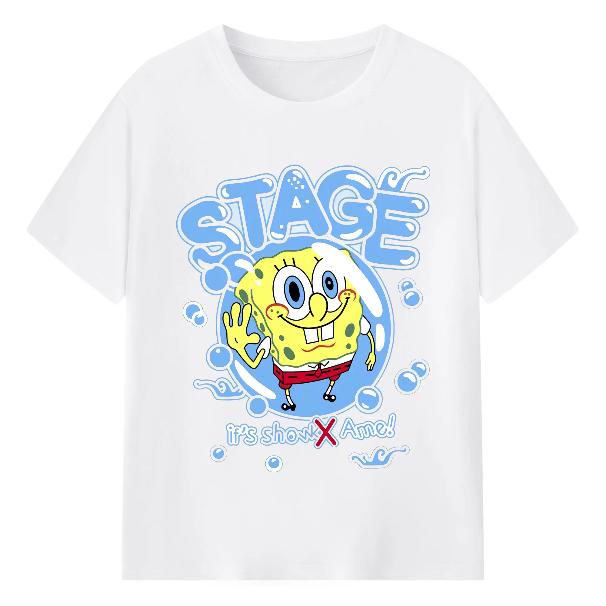 Spongebob squarepants ‘if show me ’graphic t-shirt - 180g Cotton T-Shirt With Front Heat Transfer Print – Soft, Lightweight, Fitted Design – Comfortable Casual Wear For Sports & Everyday Use