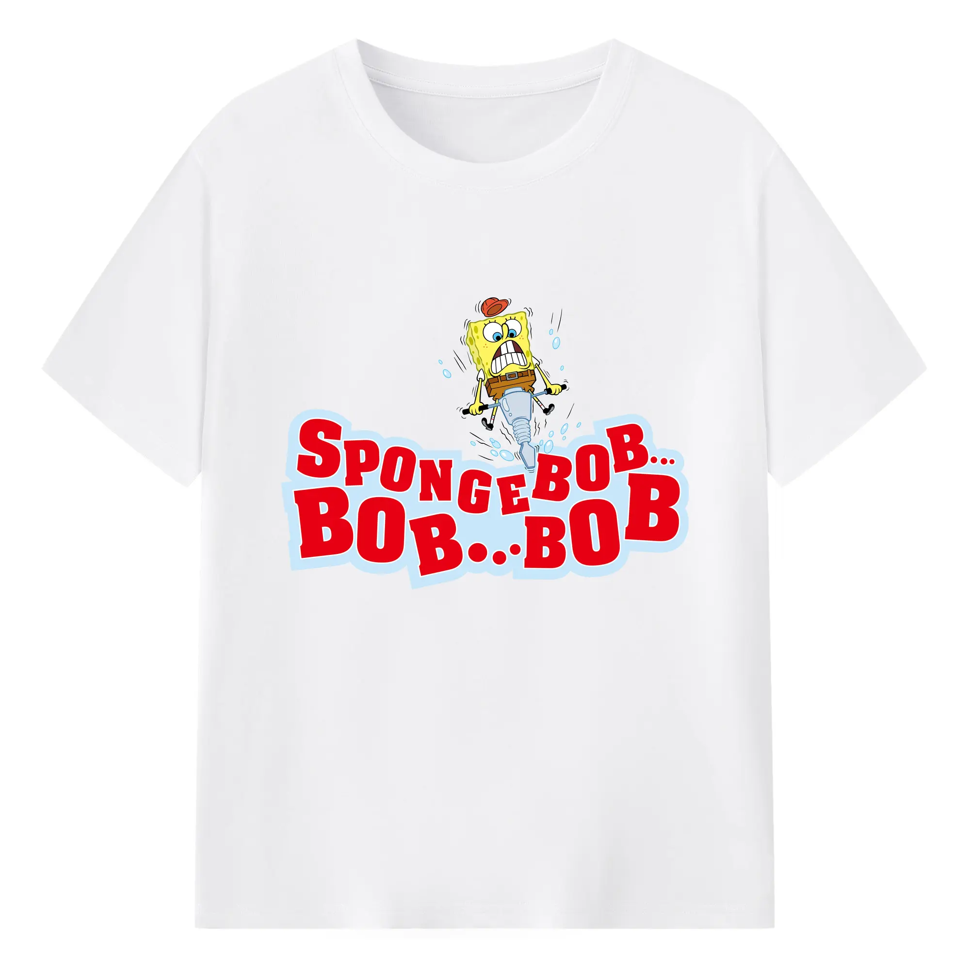Spongebob squarepants BOB BOB graphic t-shirt - 180g Cotton T-Shirt With Front Heat Transfer Print – Soft, Lightweight, Fitted Design – Comfortable Casual Wear For Sports & Everyday Use