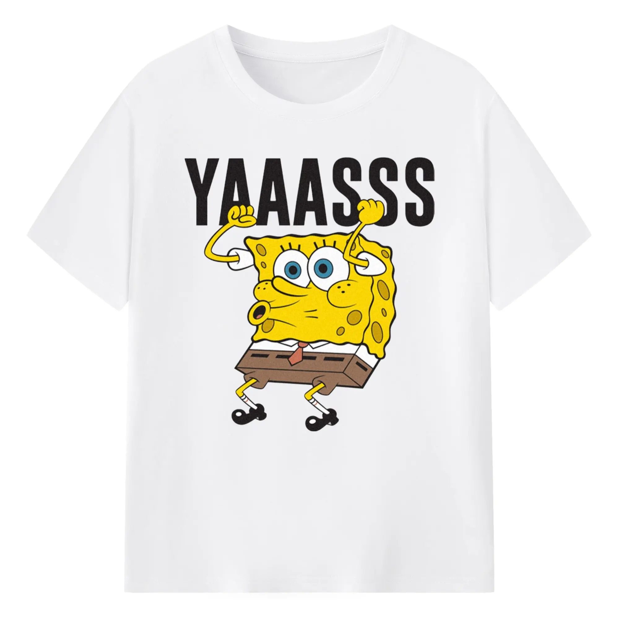Spongebob squarepants cheer designs t shirt - 180g Cotton T-Shirt With Front Heat Transfer Print – Soft, Lightweight, Fitted Design – Comfortable Casual Wear For Sports & Everyday Use