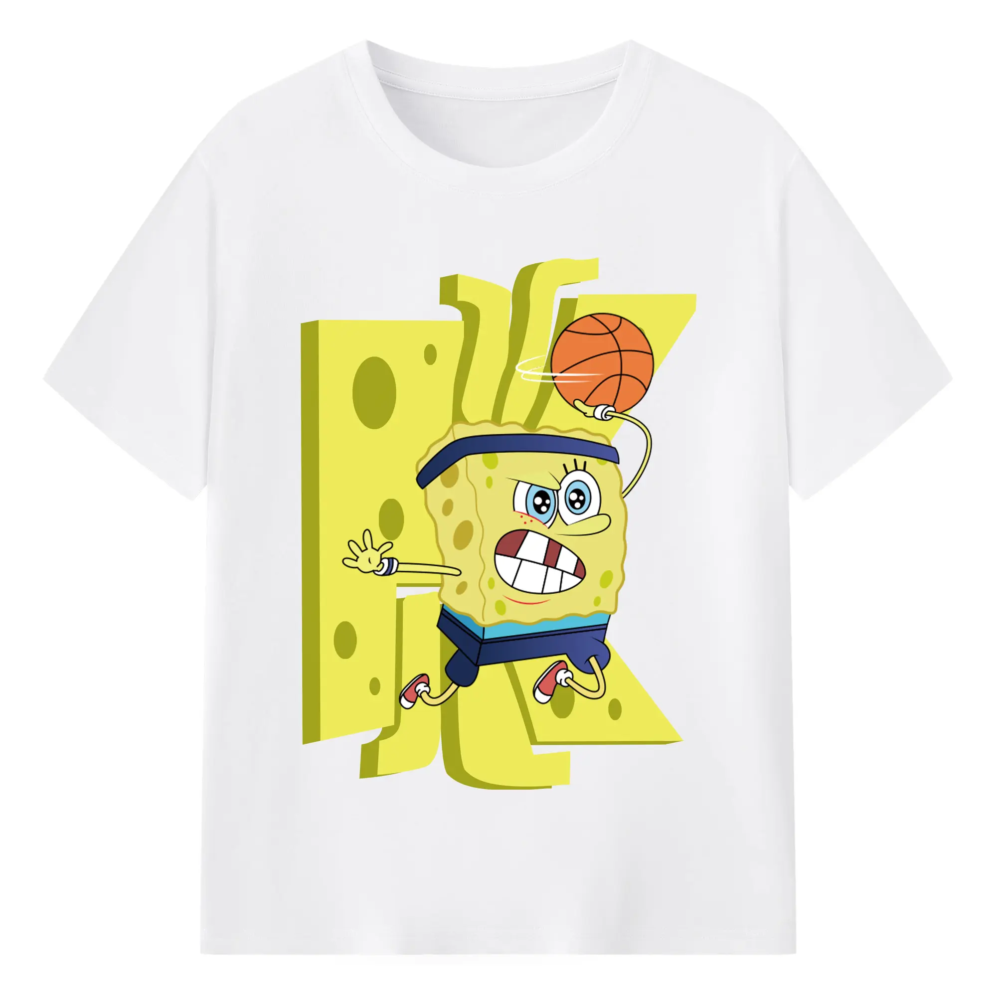 Spongebob squarepants dank！graphic t-shirt - 180g Cotton T-Shirt With Front Heat Transfer Print – Soft, Lightweight, Fitted Design – Comfortable Casual Wear For Sports & Everyday Use