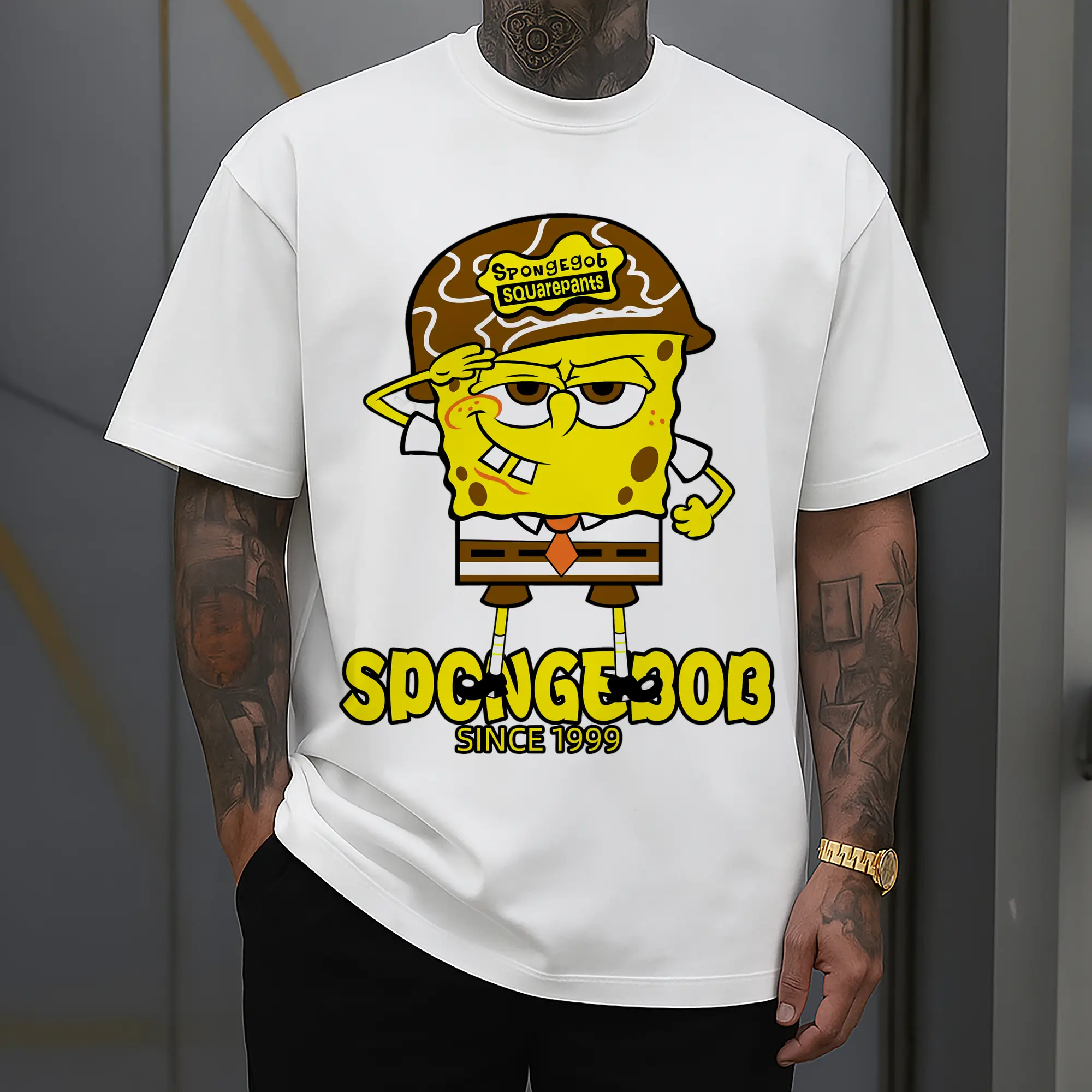 adults spongebob squarepants soldier graphic t shirts