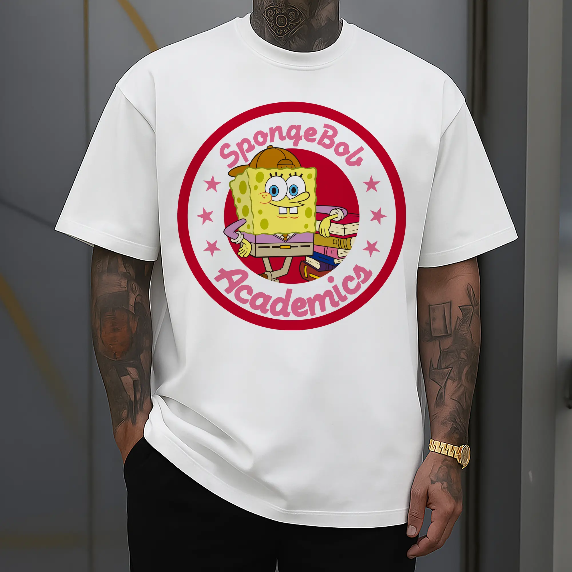 mens spongebob squarepants  academic t-shirt