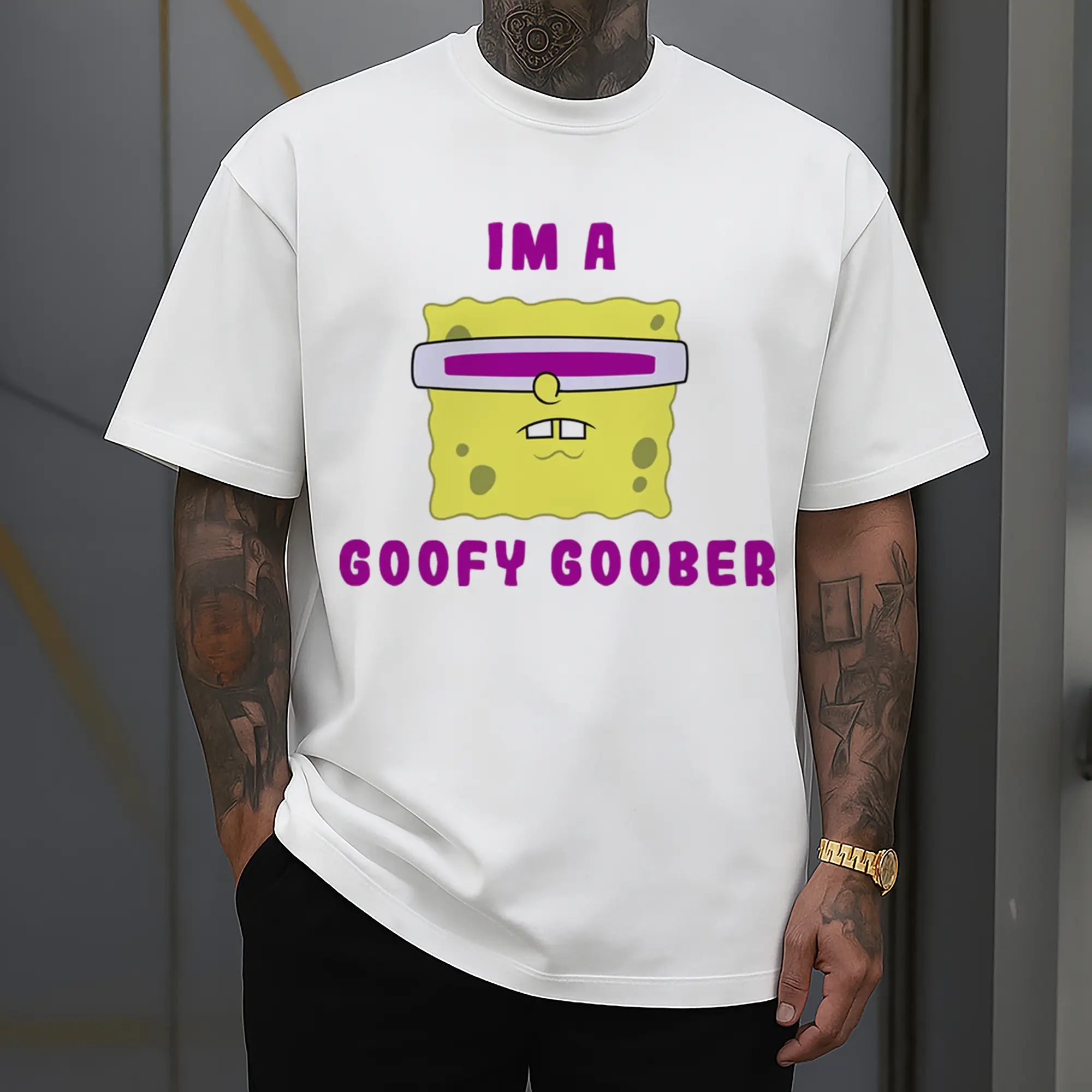 spongebob squarepants face coofy goober t shirt