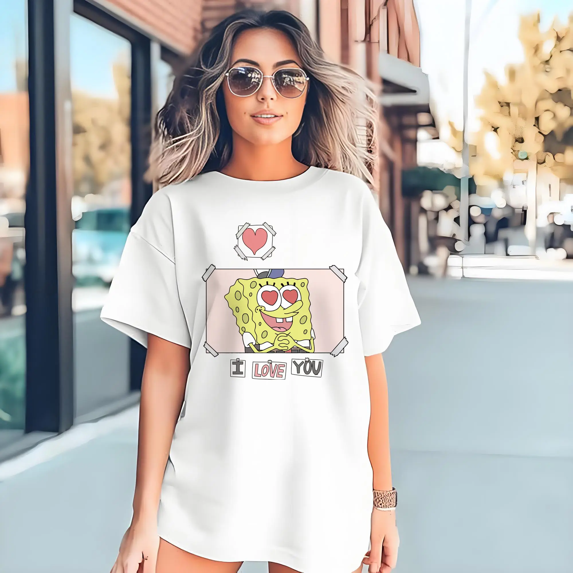 spongebob squarepants i love you  graphic t-shirt