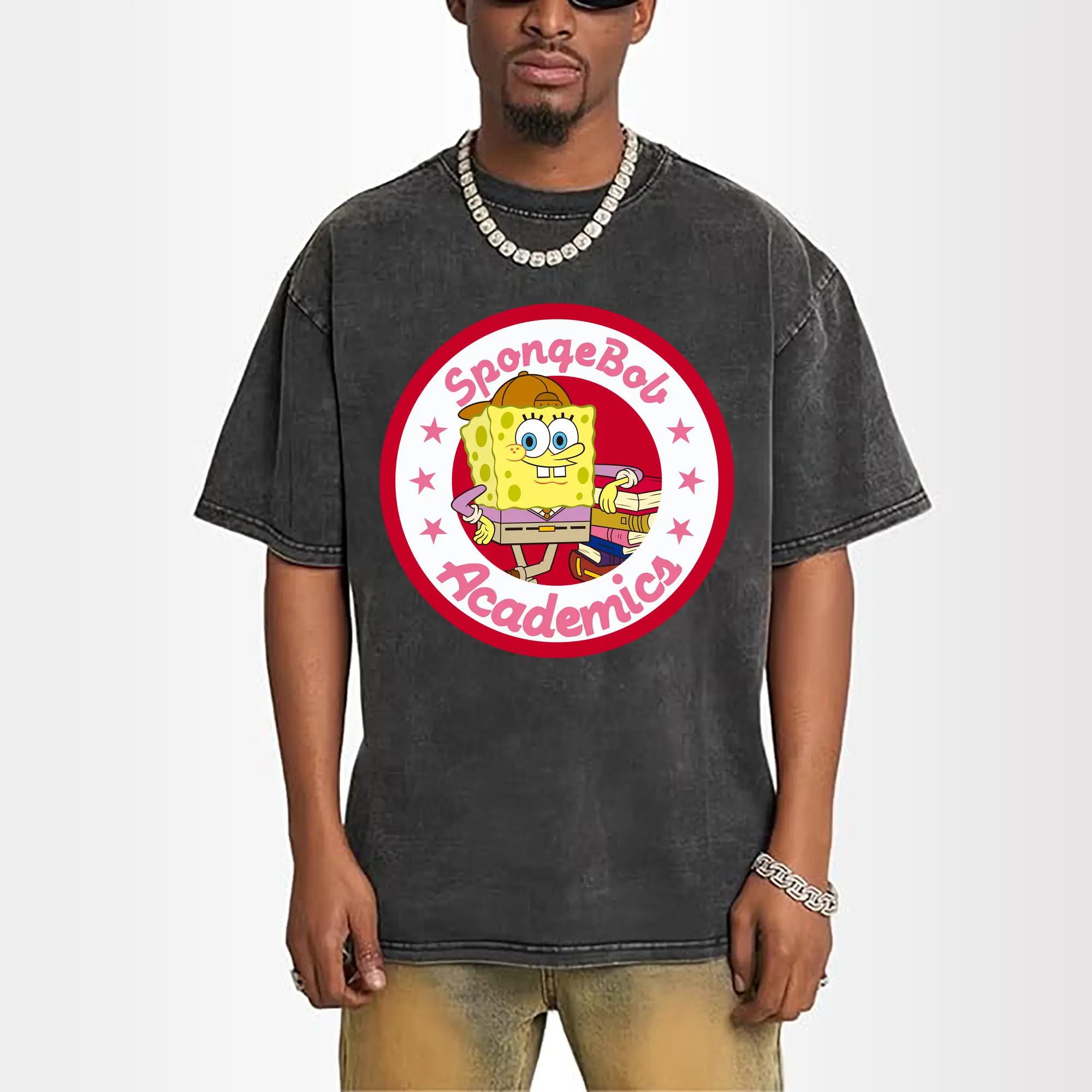 mens spongebob squarepants  academic t-shirt