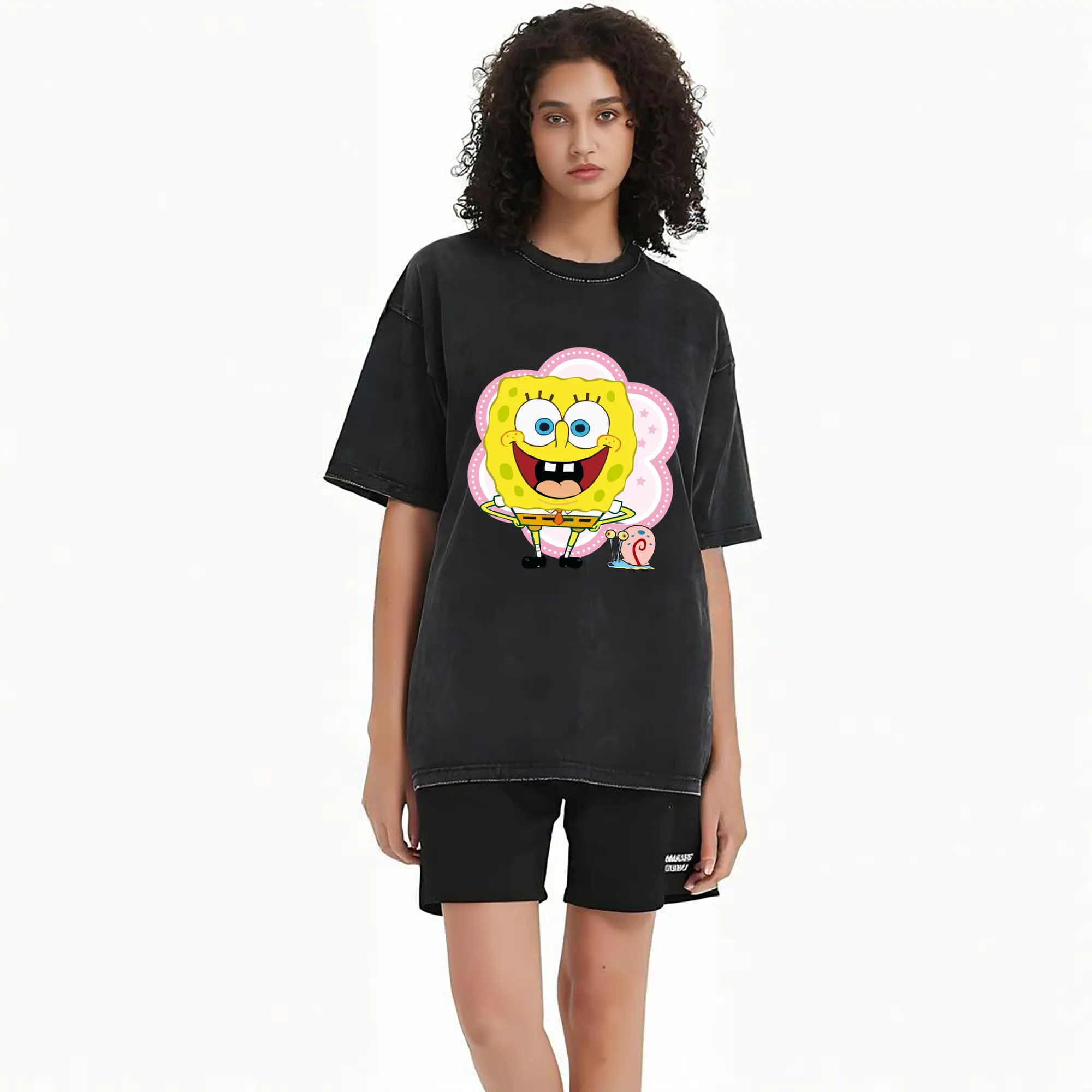 spongebob squarepants and gay the snail graphic t-shirt