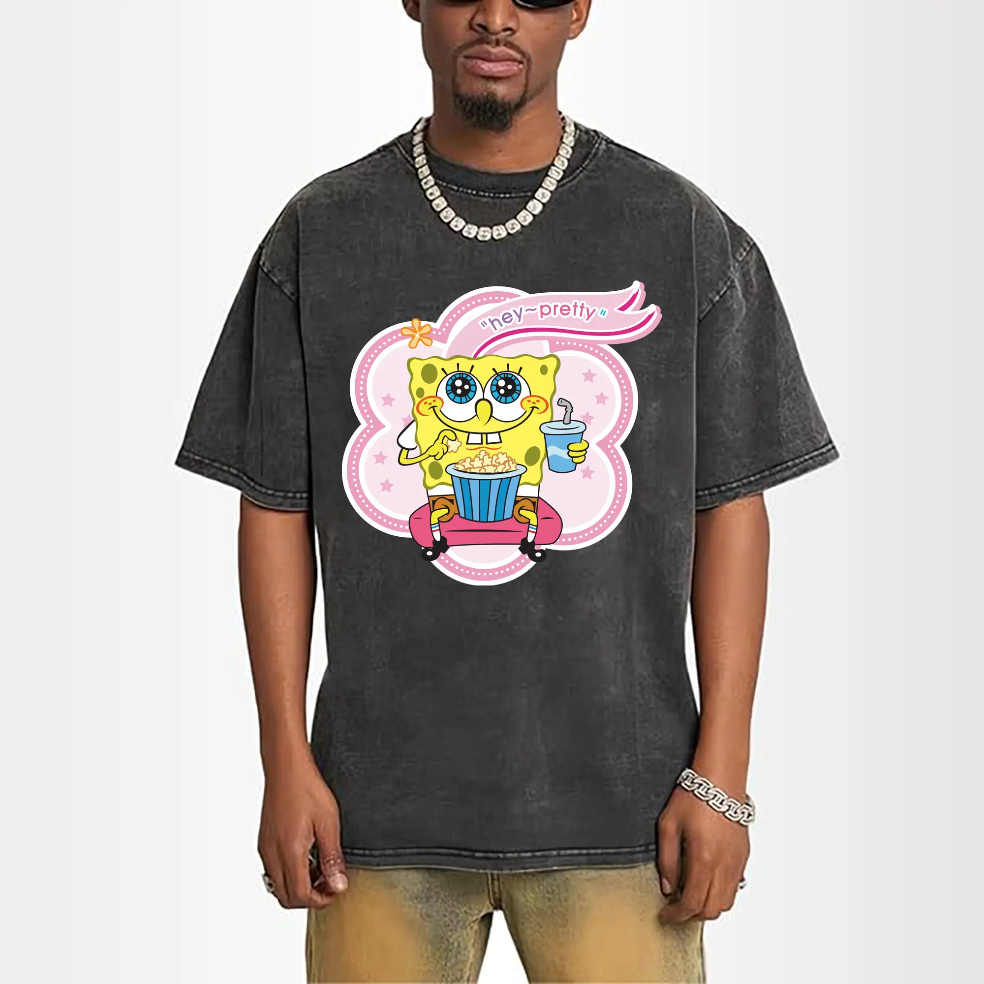 spongebob squarepants 'ha! pretty' graphic t-shirt