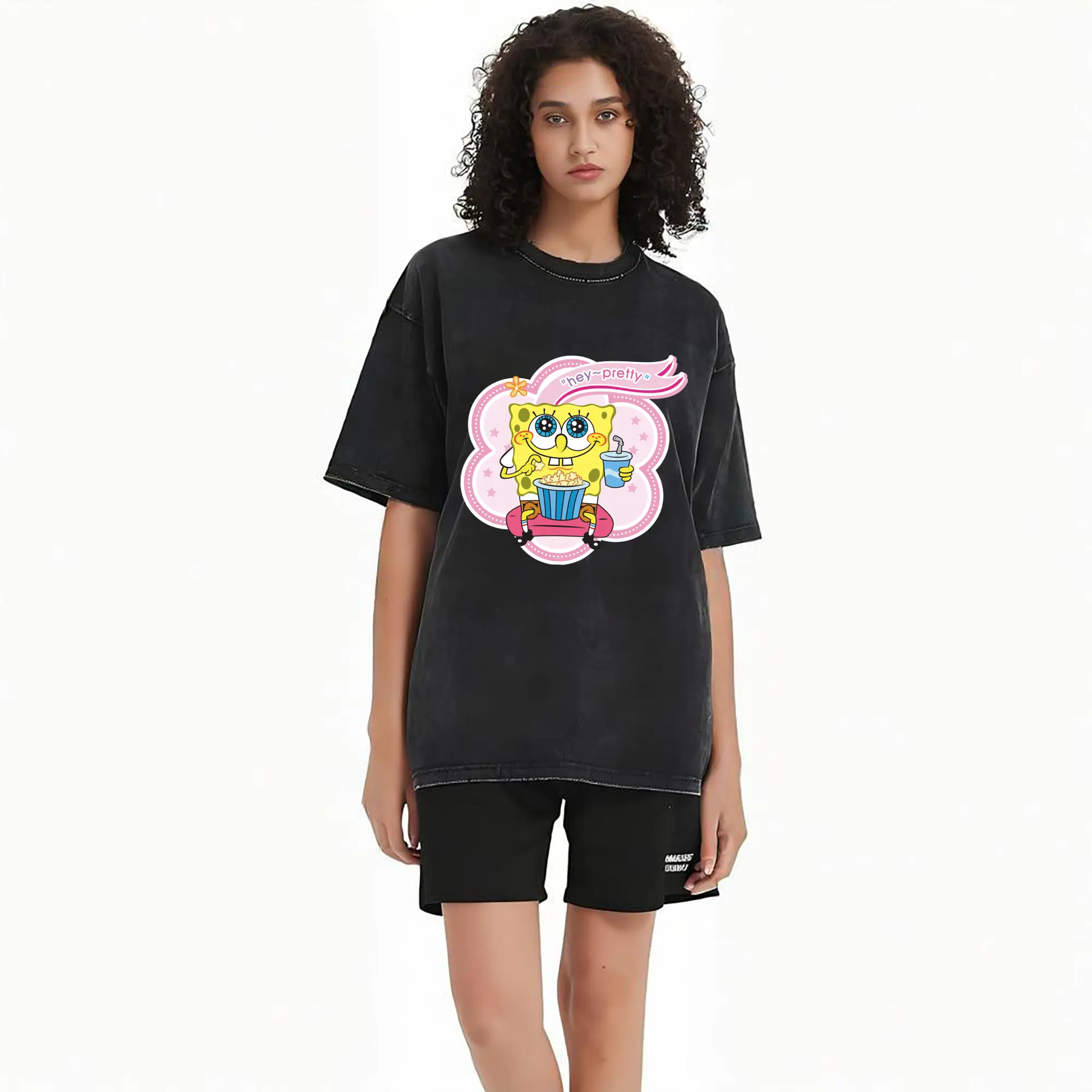 spongebob squarepants 'ha! pretty' graphic t-shirt