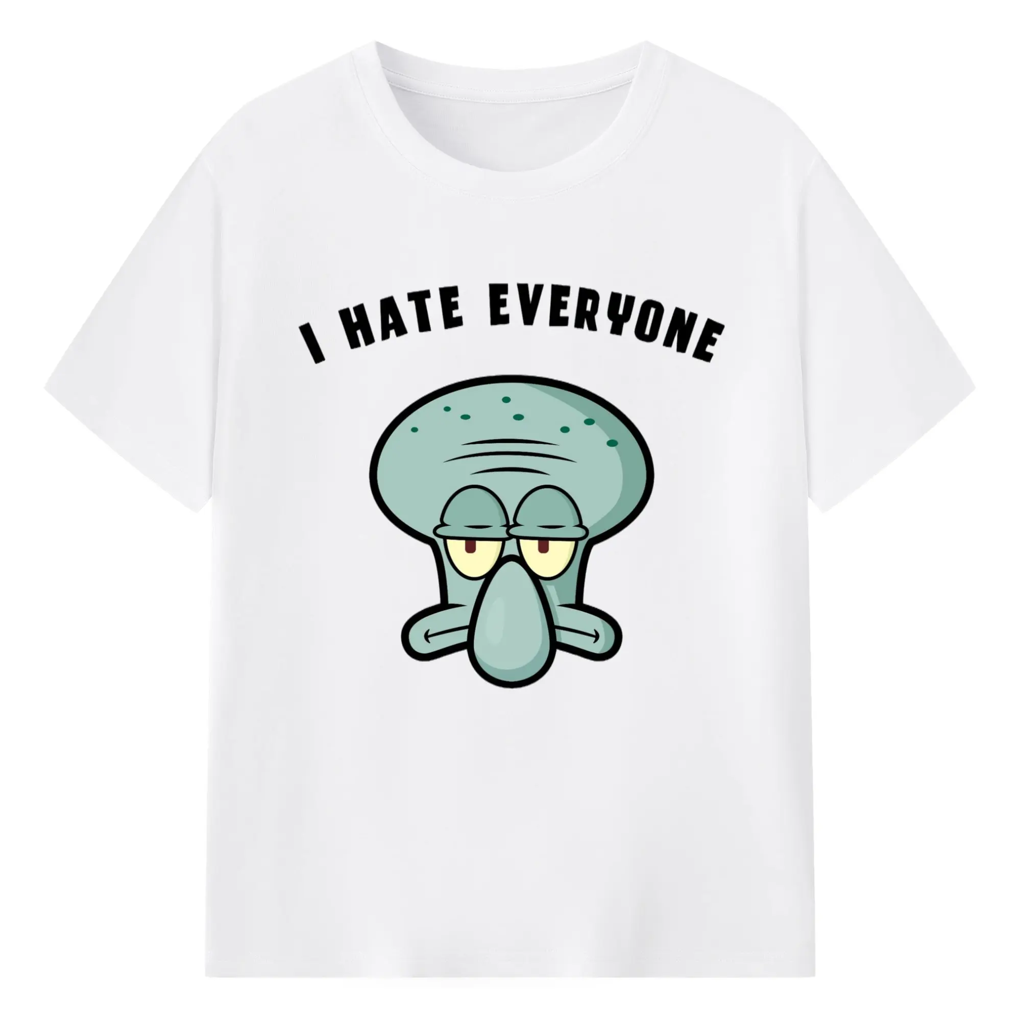 Men's Spongebob Squidward l Hate Everyone Tee - 180g Cotton T-Shirt With Front Heat Transfer Print – Soft, Lightweight, Fitted Design – Comfortable Casual Wear For Sports & Everyday Use