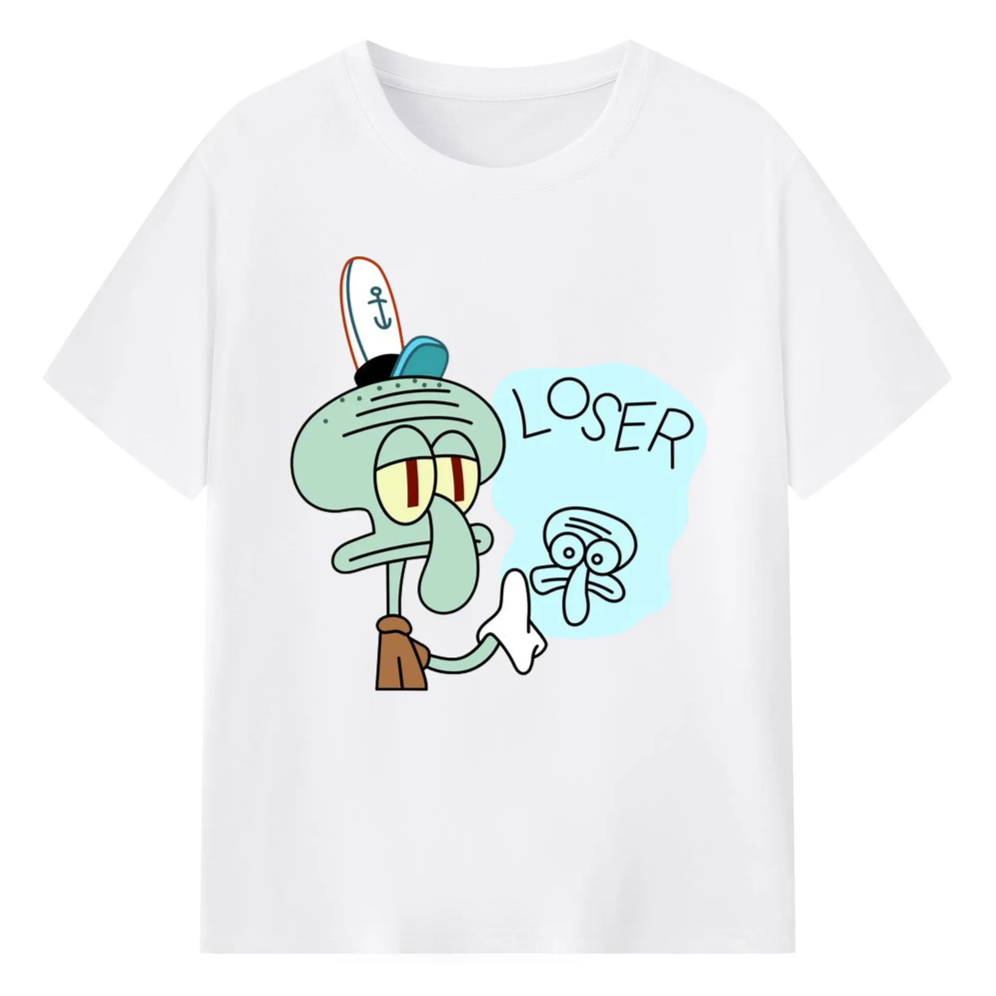 Men's Spongebob Squidward loser designs Tee - 180g Cotton T-Shirt With Front Heat Transfer Print – Soft, Lightweight, Fitted Design – Comfortable Casual Wear For Sports & Everyday Use