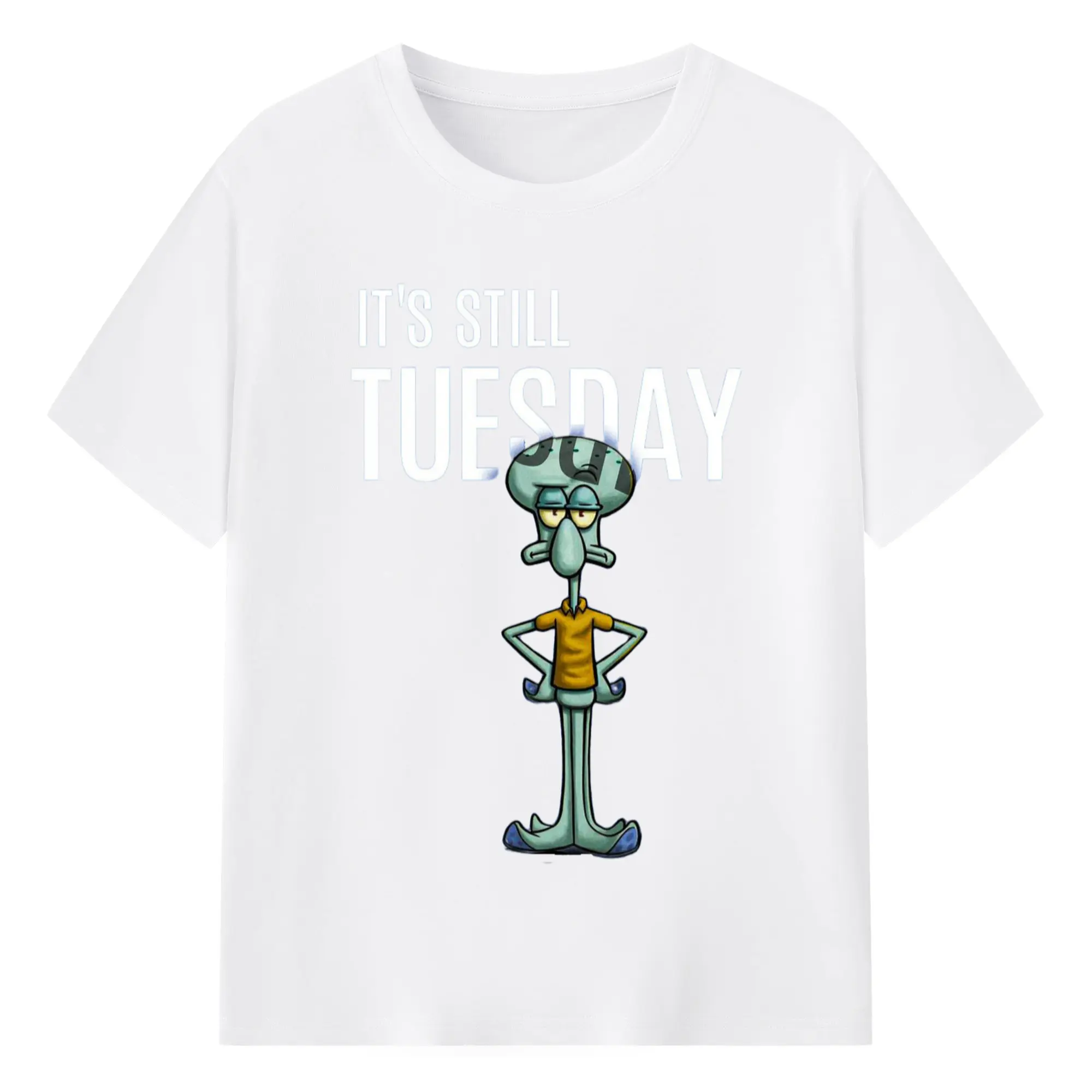 Spongebob Squidward It's still tuesday t-shirt - 180g Cotton T-Shirt With Front Heat Transfer Print – Soft, Lightweight, Fitted Design – Comfortable Casual Wear For Sports & Everyday Use