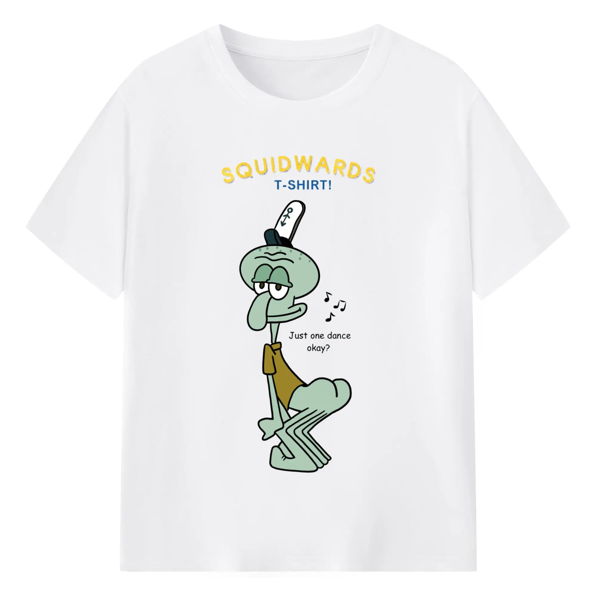Spongebob Squidward just one dance okey Graphic T-Shirt - 180g Cotton T-Shirt With Front Heat Transfer Print – Soft, Lightweight, Fitted Design – Comfortable Casual Wear For Sports & Everyday Use