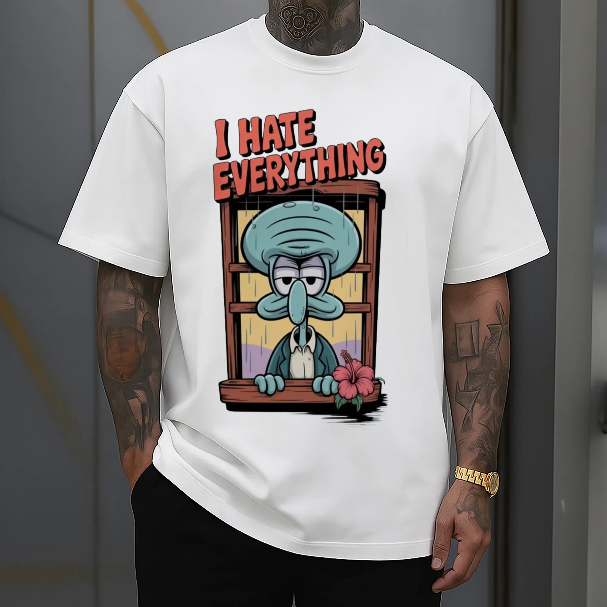 Men's Spongebob Squidward l Hate Everything Tee (2)