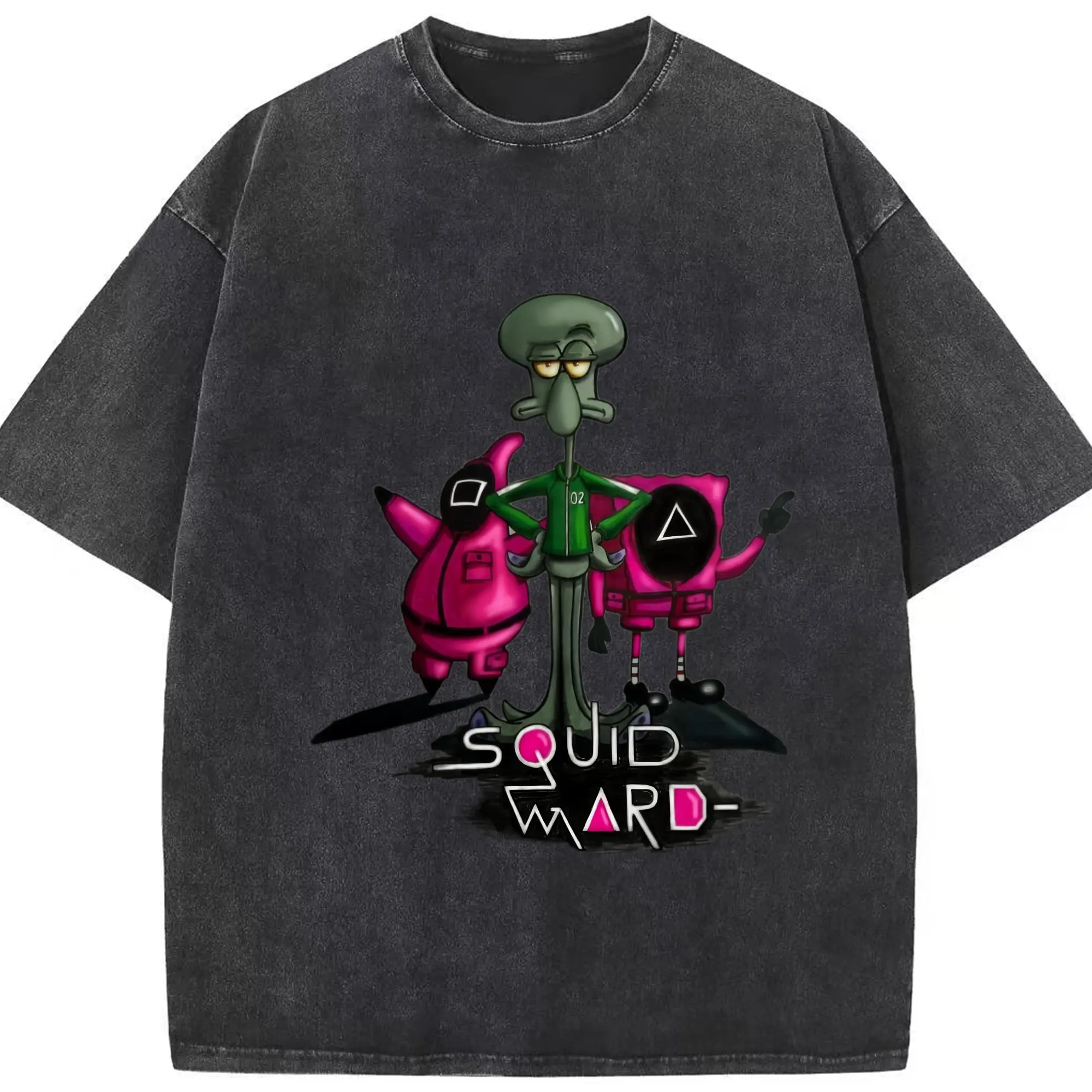 Squidward Men&#039;s Adult Squidward game Graphic T-Shirt - Washed Vintage Look 230g Cotton Oversized T-Shirt With Front Heat Transfer Print – Soft, Lightweight, Stylish Fit – Comfortable Casual Wear For Sports & Everyday Use