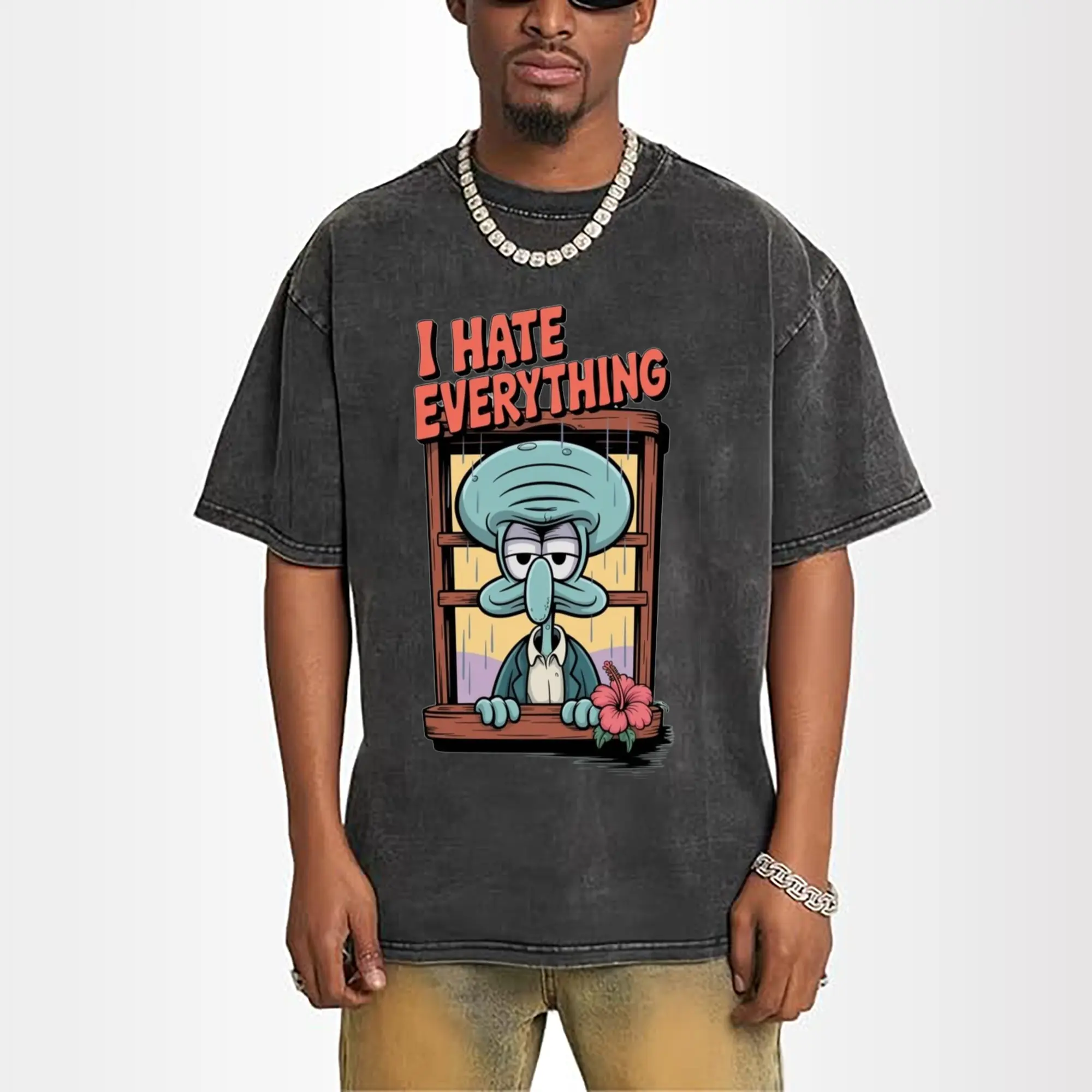 Men's Spongebob Squidward l Hate Everything Tee (2)