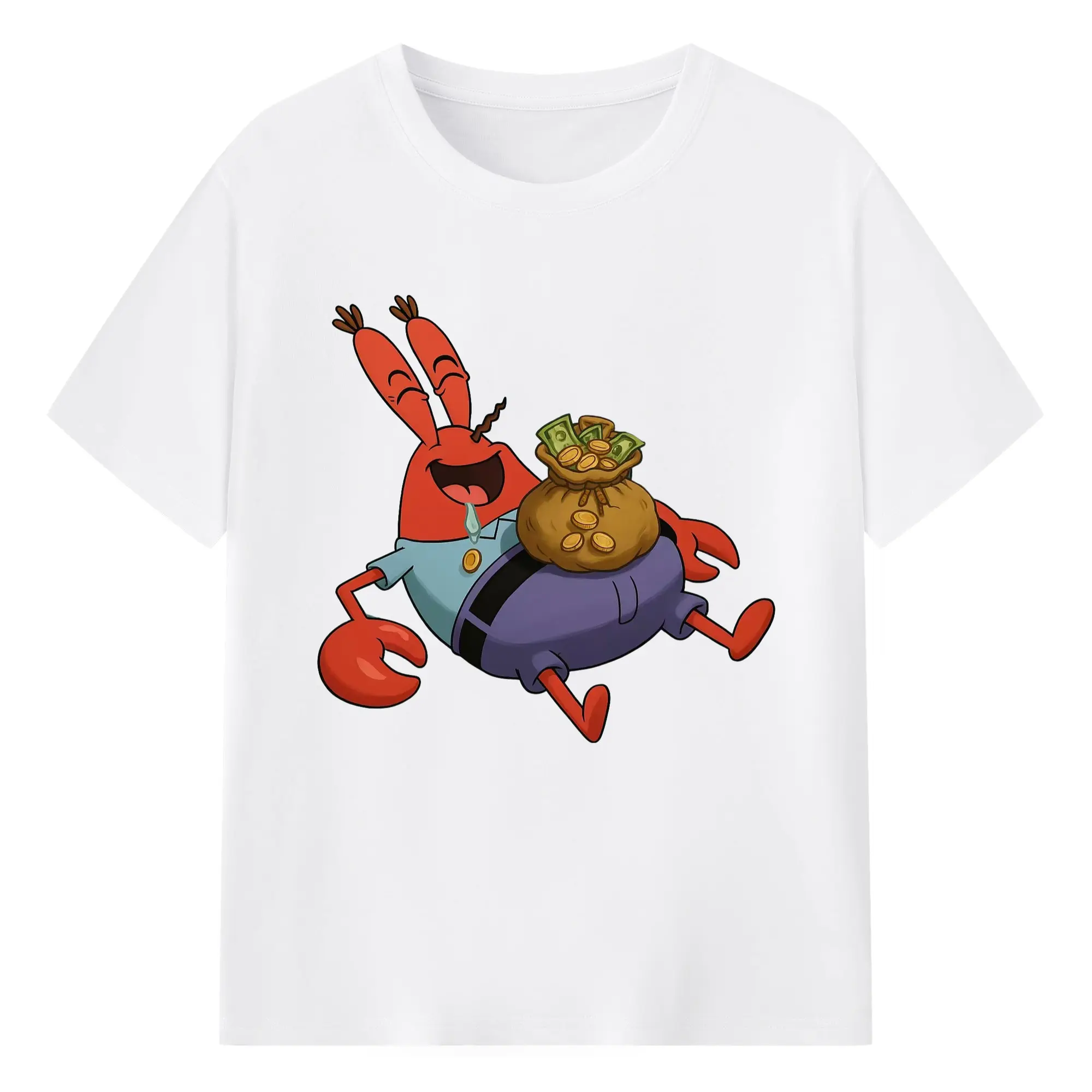 Spongebob Squarepants Mr. Krabs  like money tee - 180g Cotton T-Shirt With Front Heat Transfer Print – Soft, Lightweight, Fitted Design – Comfortable Casual Wear For Sports & Everyday Use