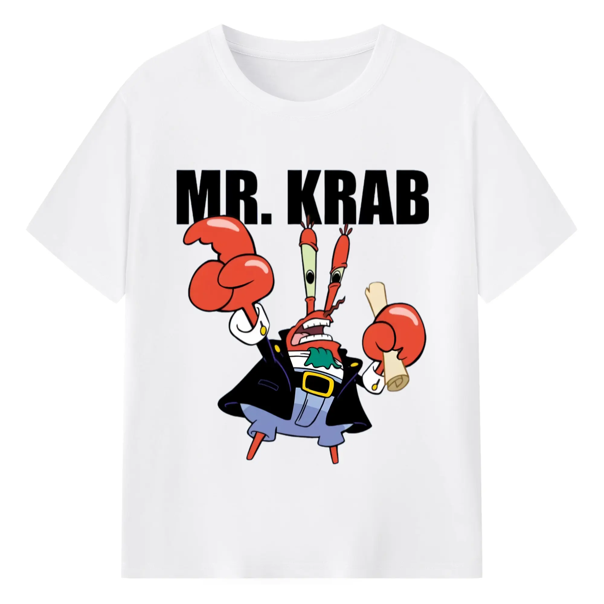 Spongebob Squarepants Mr. Krabs  tee - 180g Cotton T-Shirt With Front Heat Transfer Print – Soft, Lightweight, Fitted Design – Comfortable Casual Wear For Sports & Everyday Use