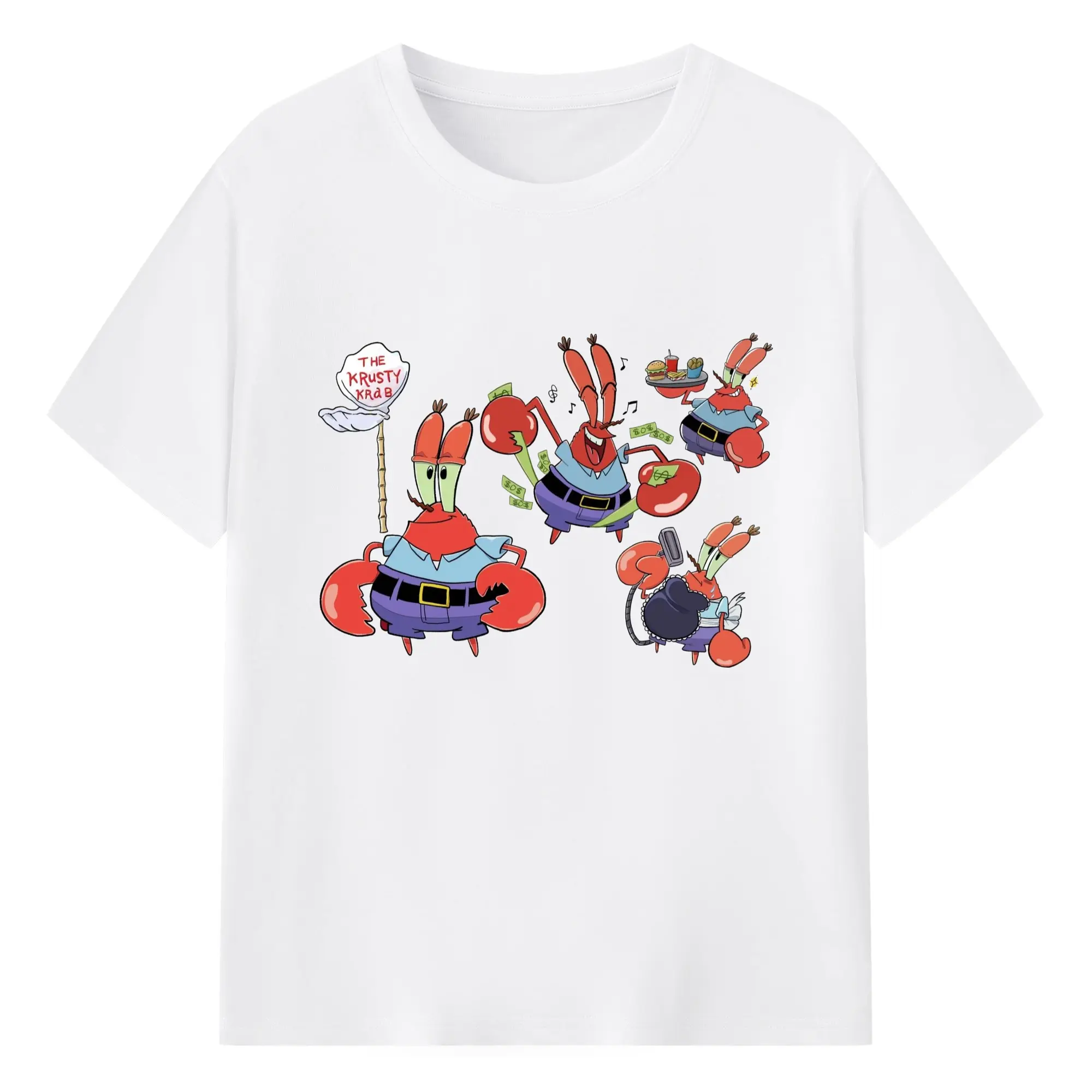 Spongebob Squarepants Mr. Krabs collage t-Shirt - 180g Cotton T-Shirt With Front Heat Transfer Print – Soft, Lightweight, Fitted Design – Comfortable Casual Wear For Sports & Everyday Use