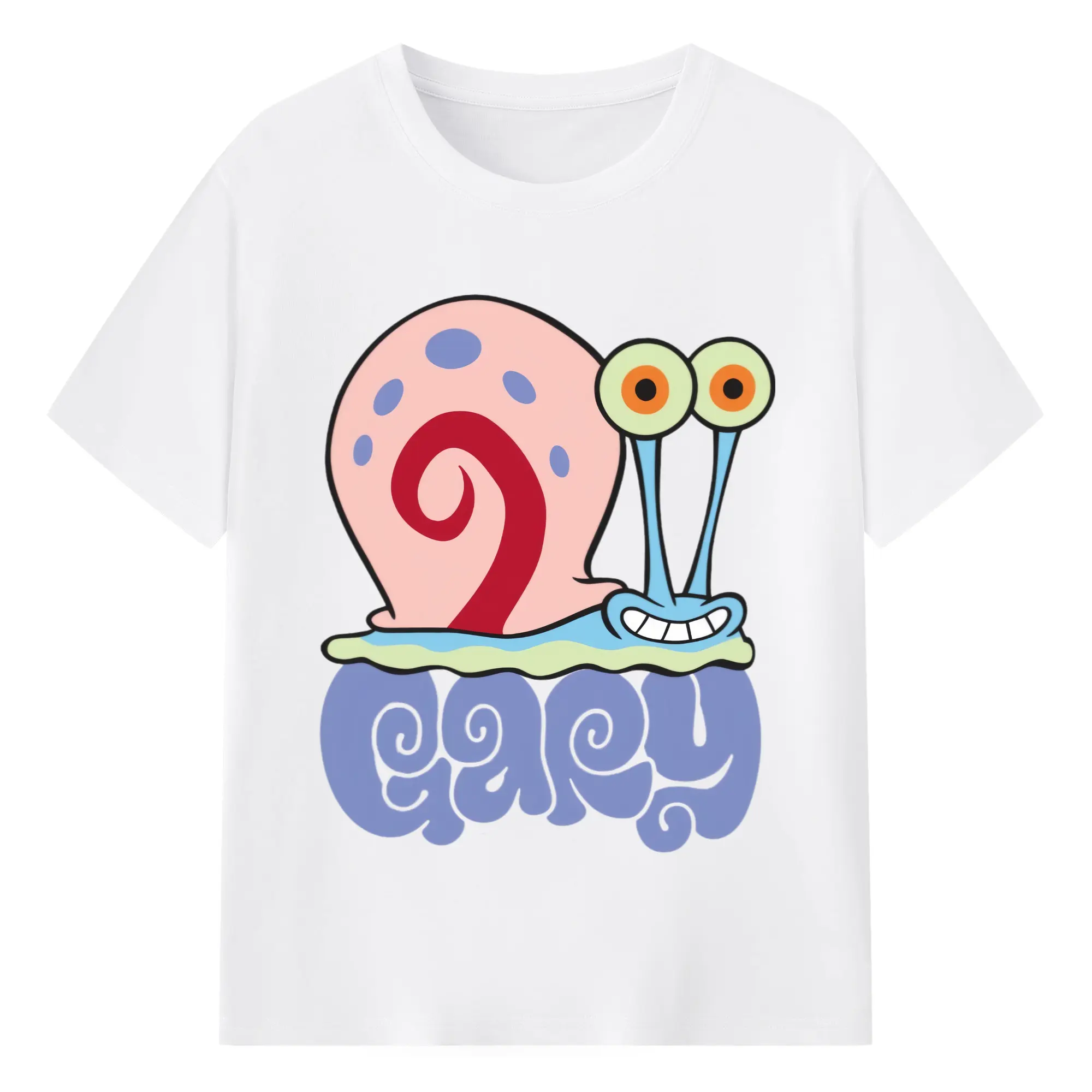 Gary the Snail smile Graphic Tee - 180g Cotton T-Shirt With Front Heat Transfer Print – Soft, Lightweight, Fitted Design – Comfortable Casual Wear For Sports & Everyday Use