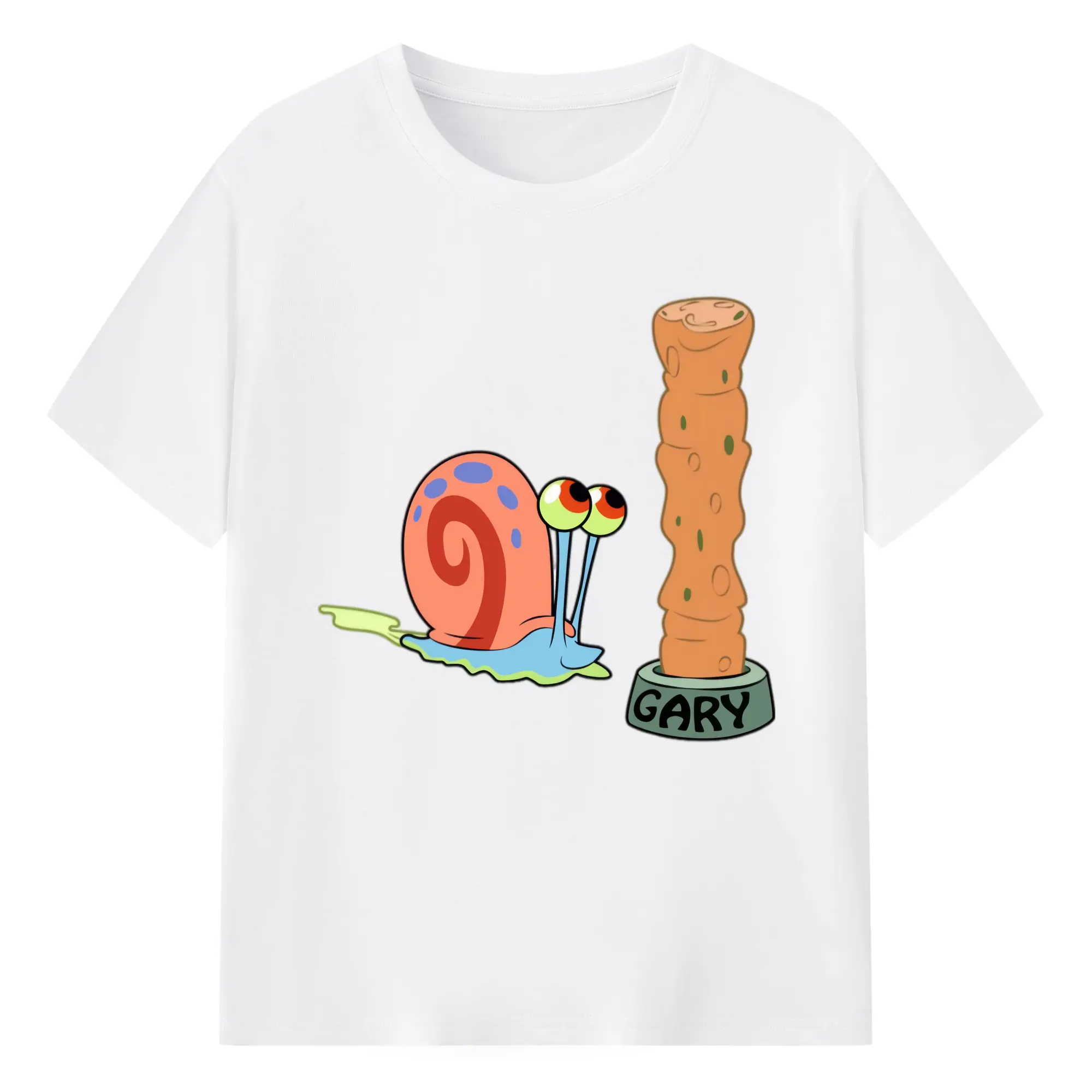 SpongeBob SquarePants Gary the Snail  Tee - 180g Cotton T-Shirt With Front Heat Transfer Print – Soft, Lightweight, Fitted Design – Comfortable Casual Wear For Sports & Everyday Use