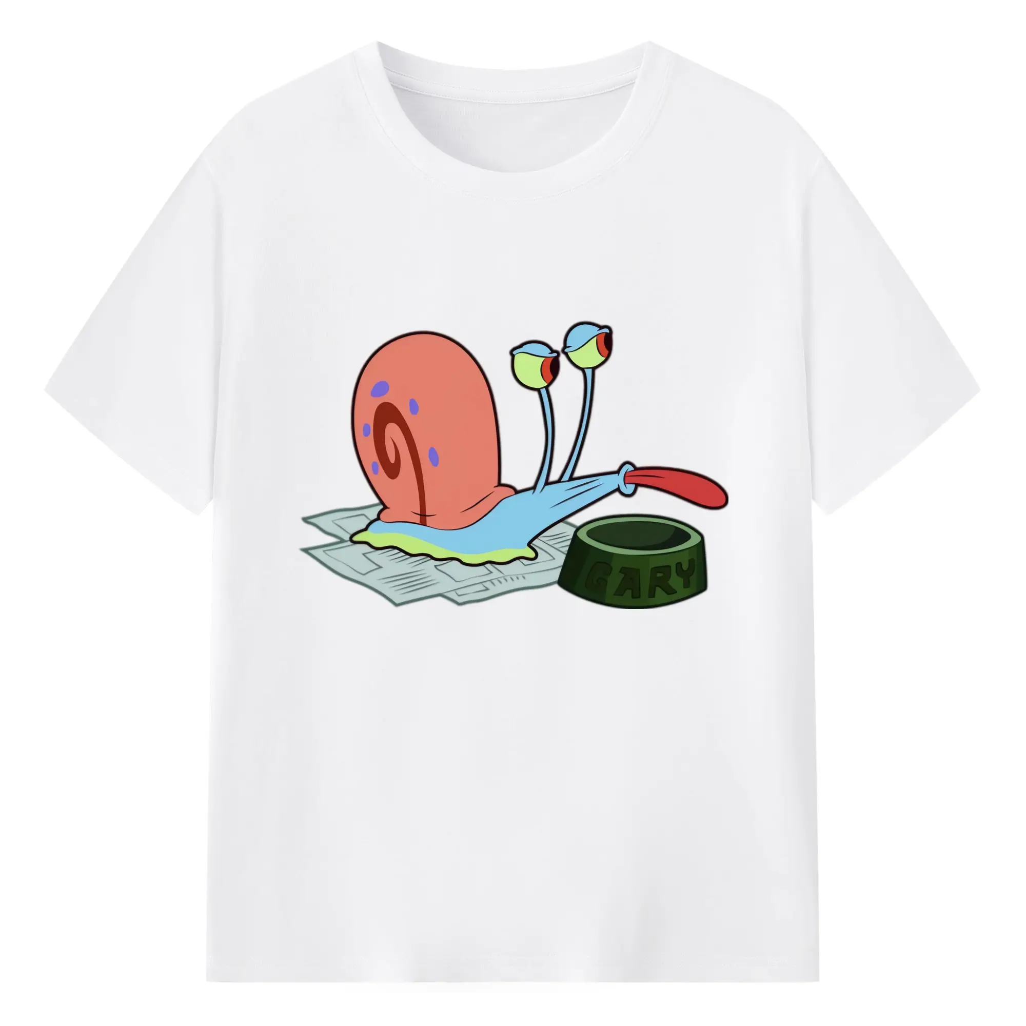 SpongeBob SquarePants Gary the Snail smile Graphic   Tee - 180g Cotton T-Shirt With Front Heat Transfer Print – Soft, Lightweight, Fitted Design – Comfortable Casual Wear For Sports & Everyday Use