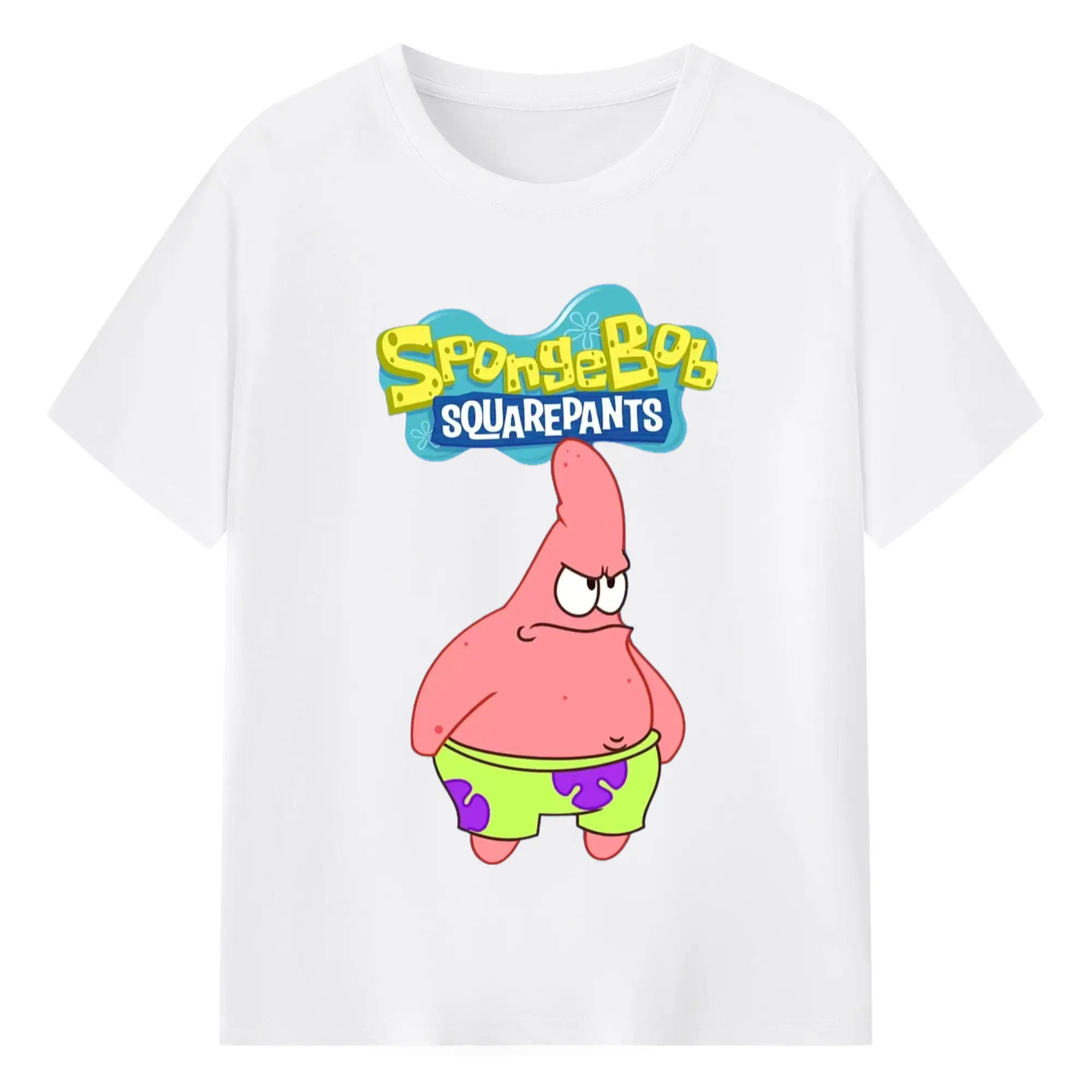 Patrick Star angry Graphic T-Shirt - 180g Cotton T-Shirt With Front Heat Transfer Print – Soft, Lightweight, Fitted Design – Comfortable Casual Wear For Sports & Everyday Use