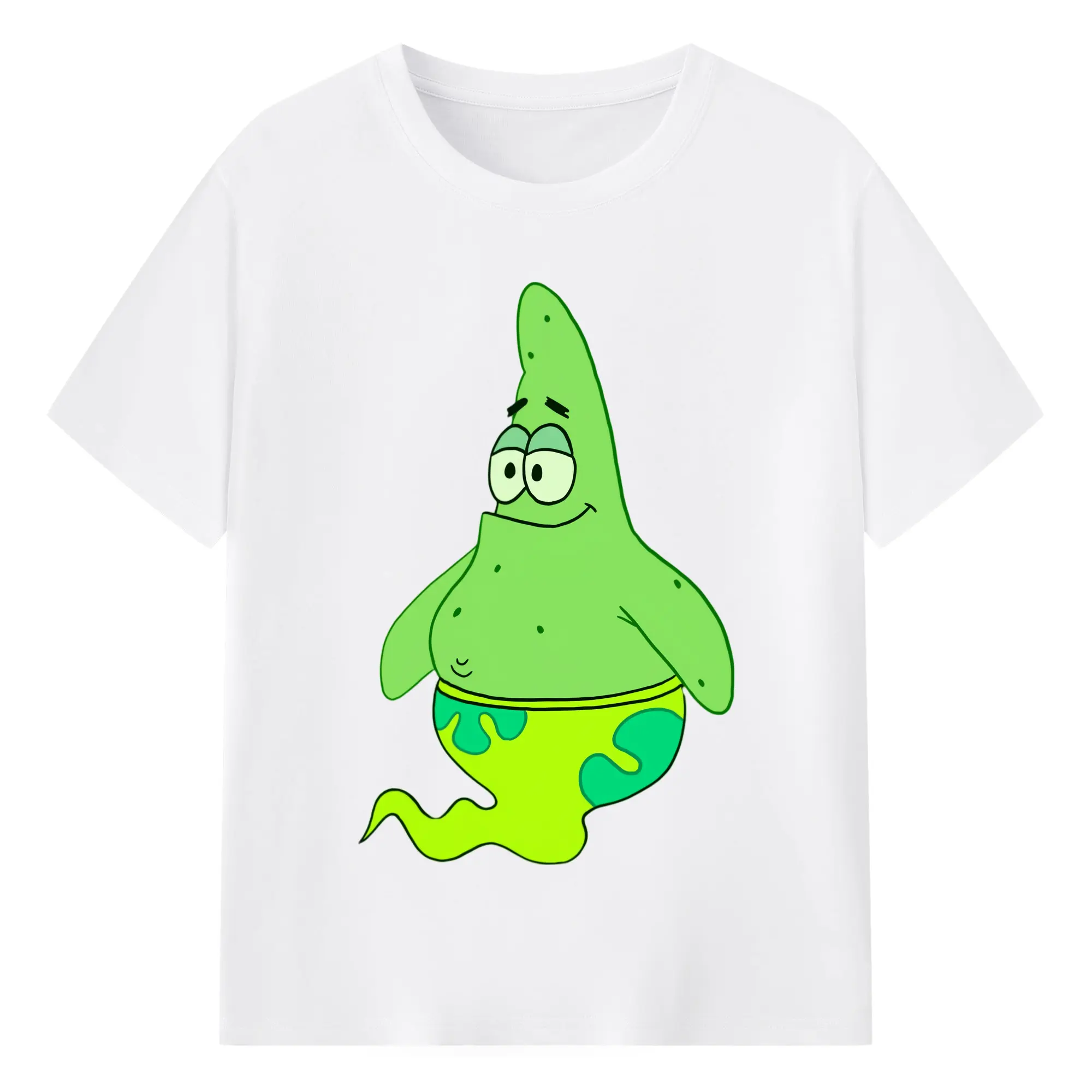 Green Patrick Star Graphic T-Shirt - 180g Cotton T-Shirt With Front Heat Transfer Print – Soft, Lightweight, Fitted Design – Comfortable Casual Wear For Sports & Everyday Use