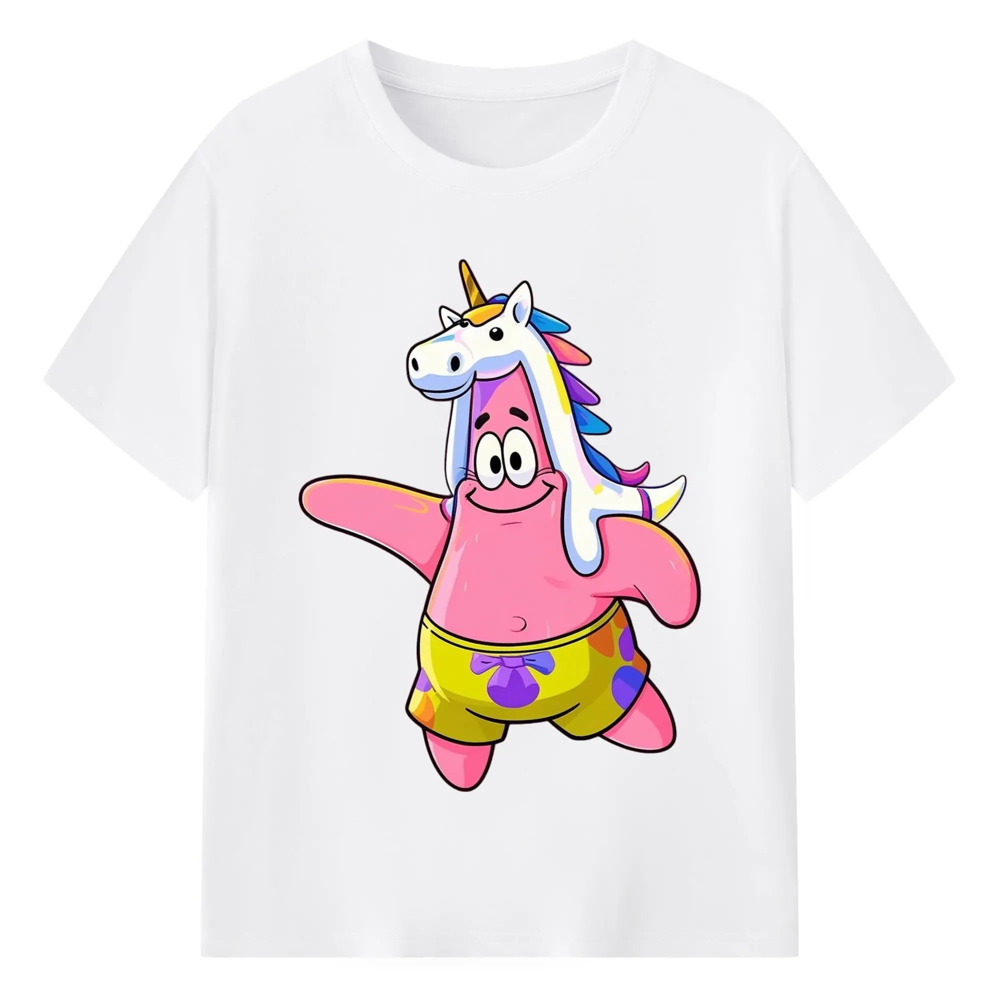 Patrick Star  unicorn Graphic T-Shirt - 180g Cotton T-Shirt With Front Heat Transfer Print – Soft, Lightweight, Fitted Design – Comfortable Casual Wear For Sports & Everyday Use