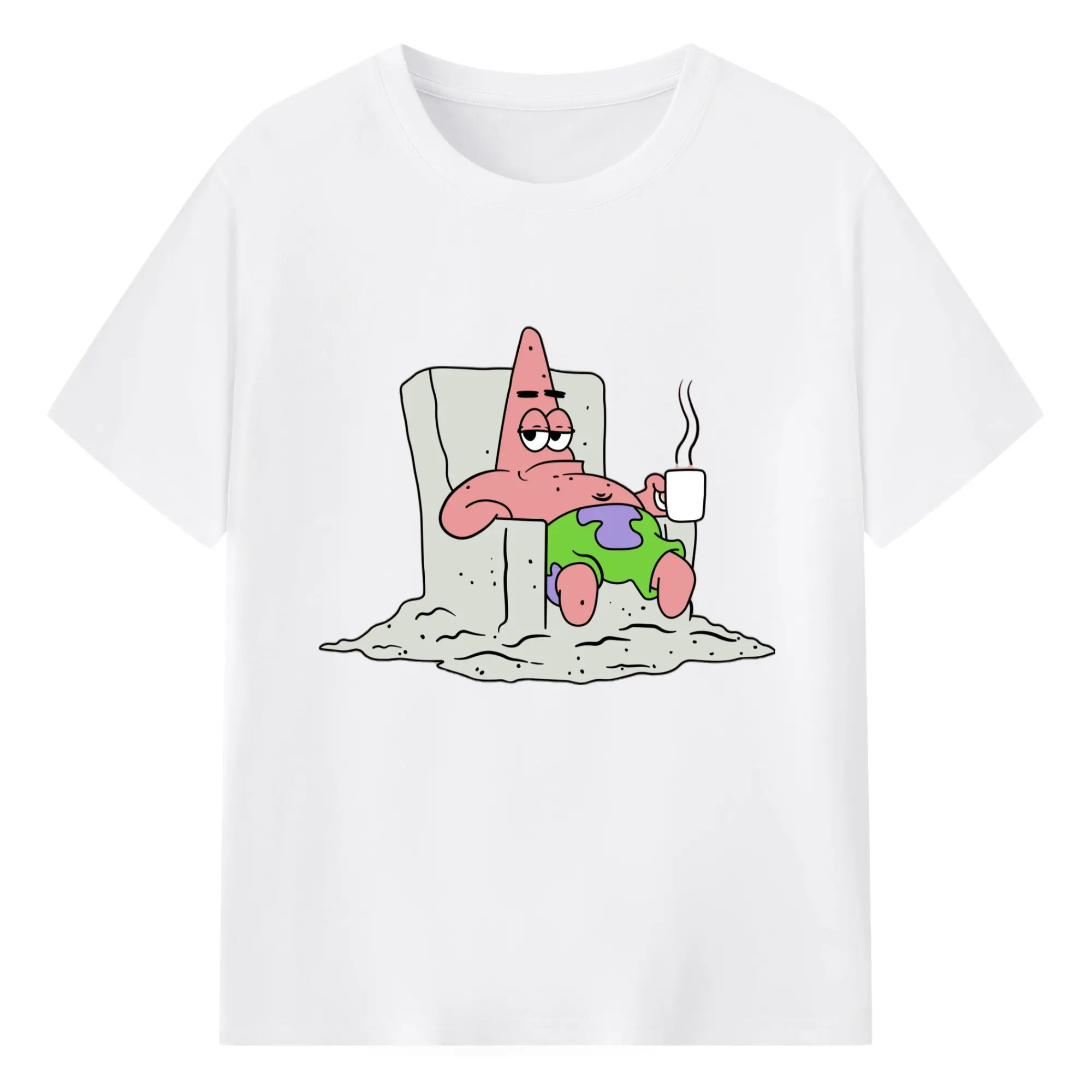 Mens  Patrick Star  Graphic T-Shirt - 180g Cotton T-Shirt With Front Heat Transfer Print – Soft, Lightweight, Fitted Design – Comfortable Casual Wear For Sports & Everyday Use