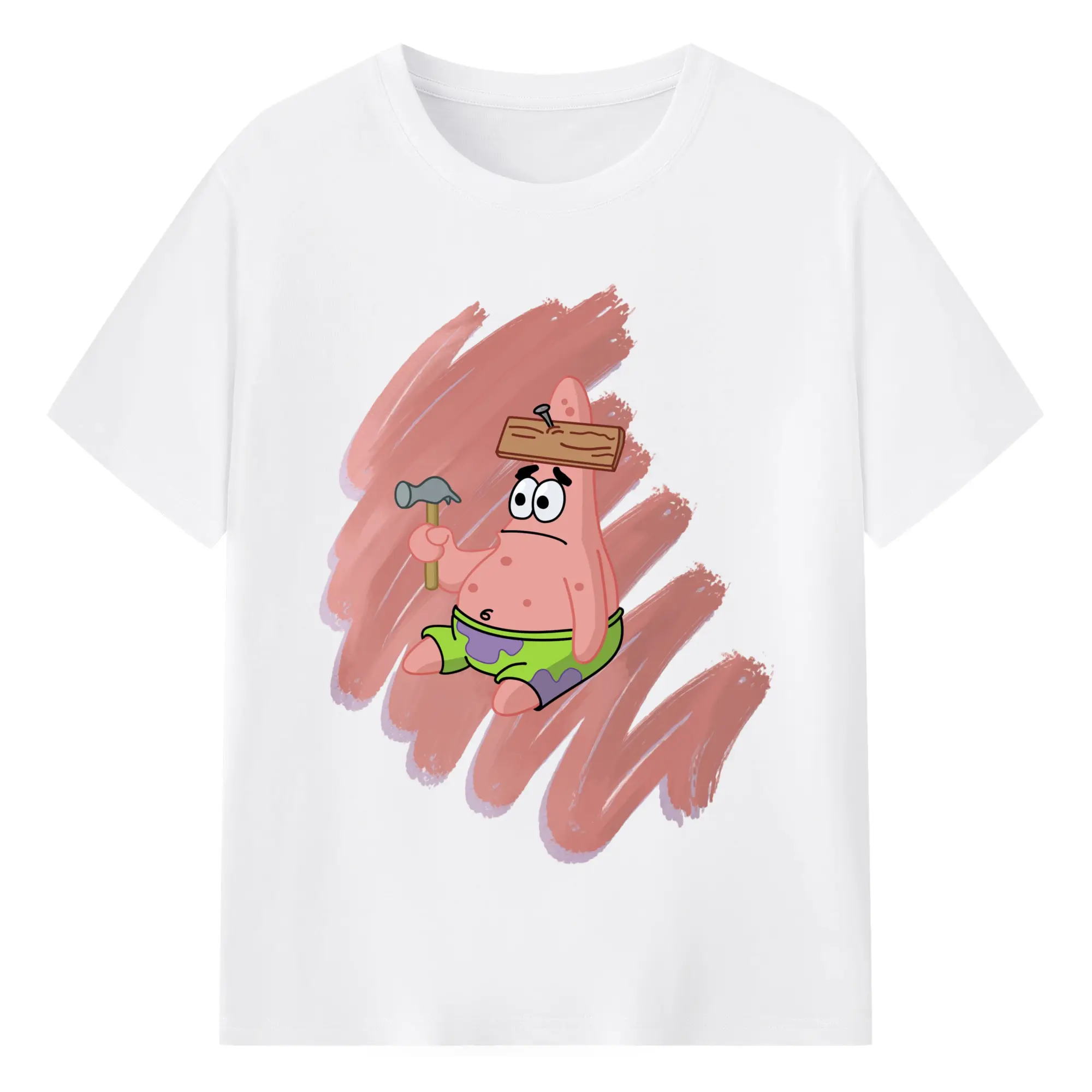 Patrick Star Graphic T-Shirt - 180g Cotton T-Shirt With Front Heat Transfer Print – Soft, Lightweight, Fitted Design – Comfortable Casual Wear For Sports & Everyday Use