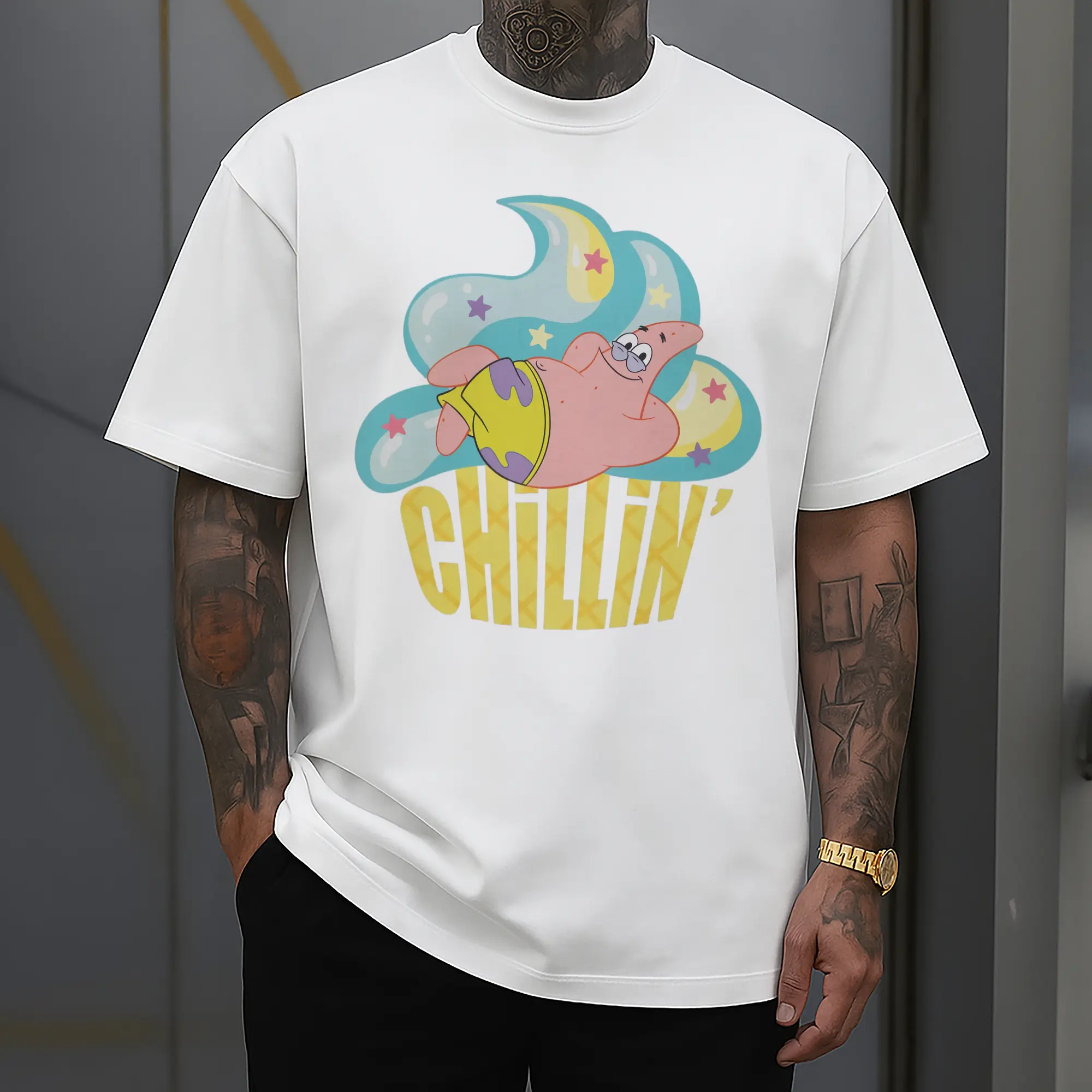 spongebob Patrick Star chillin Graphic Tee