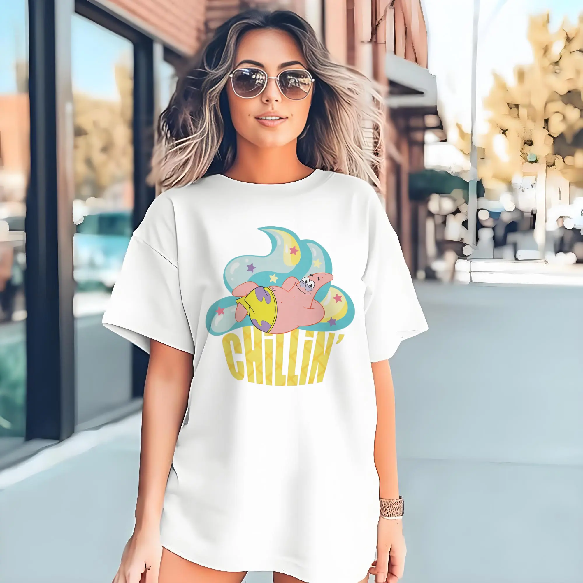 spongebob Patrick Star chillin Graphic Tee