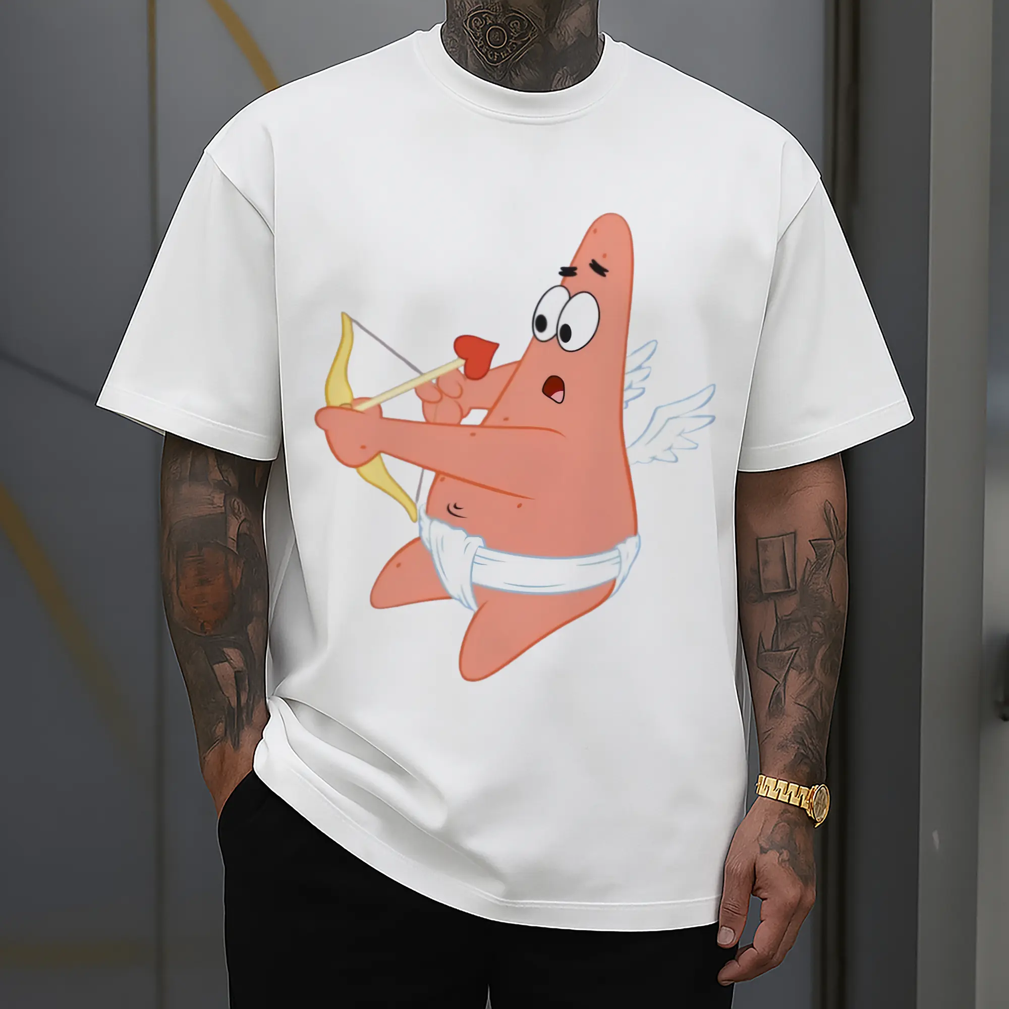 spongebob Patrick Star Cupid&#039;s Arrow Graphic Tee