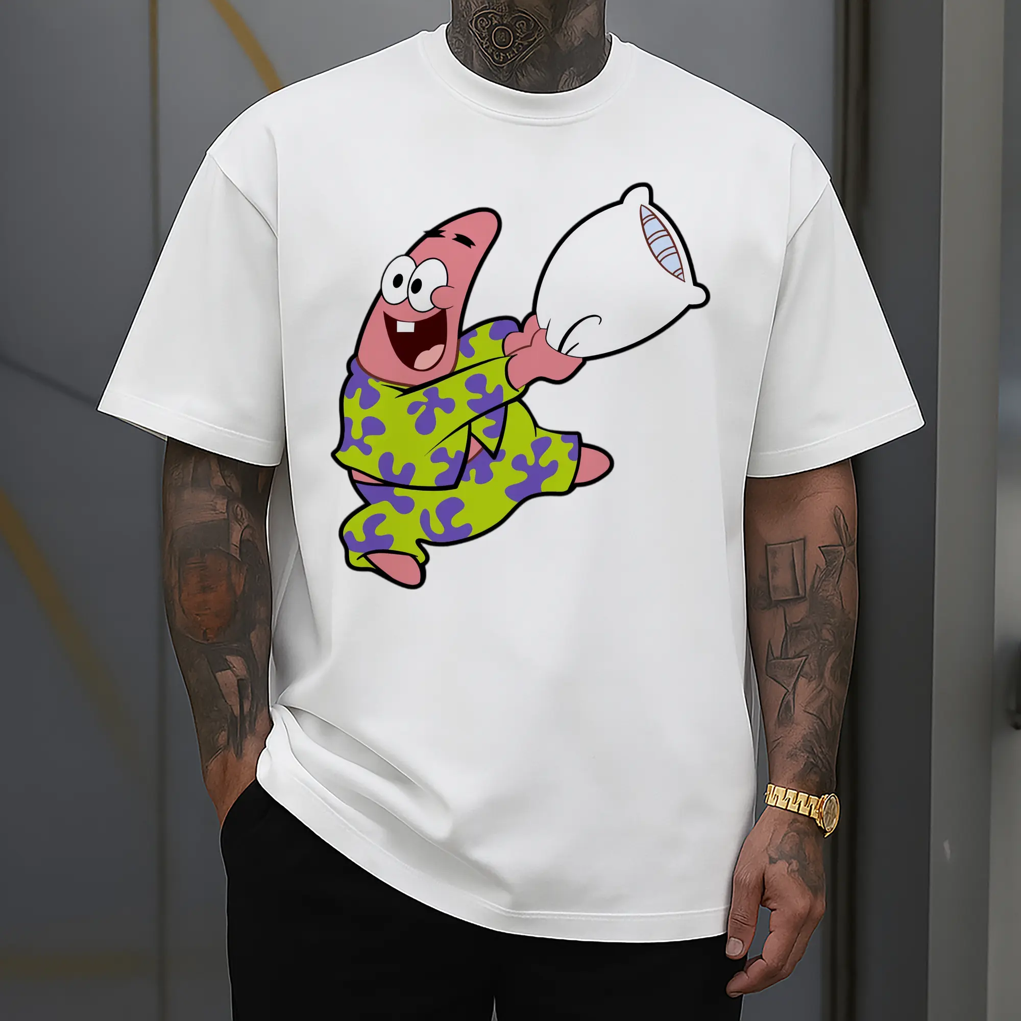 spongebob Patrick Star Pillow Fight tee