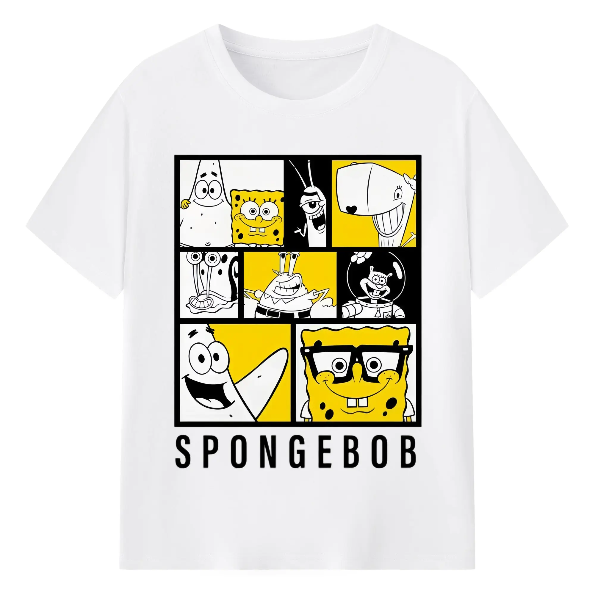 Spongebob squarepants and friends drink t-shirt - 180g Cotton T-Shirt With Front Heat Transfer Print – Soft, Lightweight, Fitted Design – Comfortable Casual Wear For Sports & Everyday Use