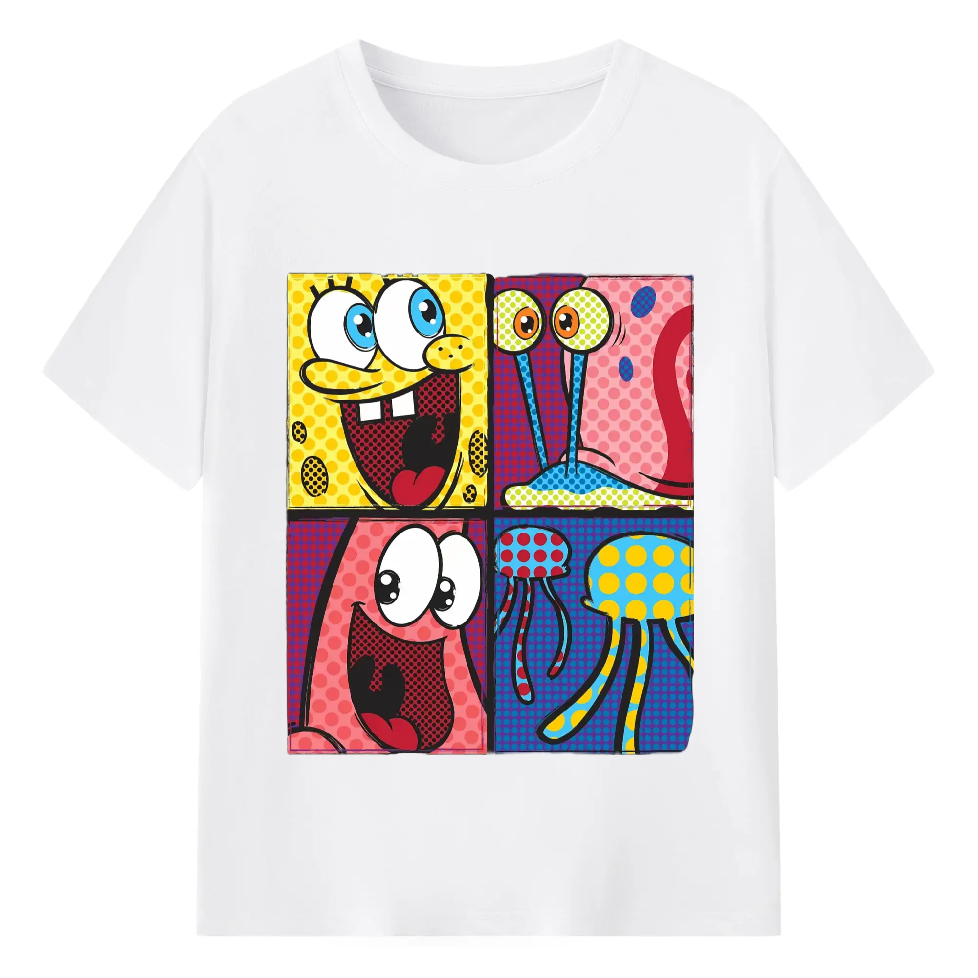 Spongebob squarepants and Patrick Star,Gary the Snail Graphic t-shirt - 180g Cotton T-Shirt With Front Heat Transfer Print – Soft, Lightweight, Fitted Design – Comfortable Casual Wear For Sports & Everyday Use
